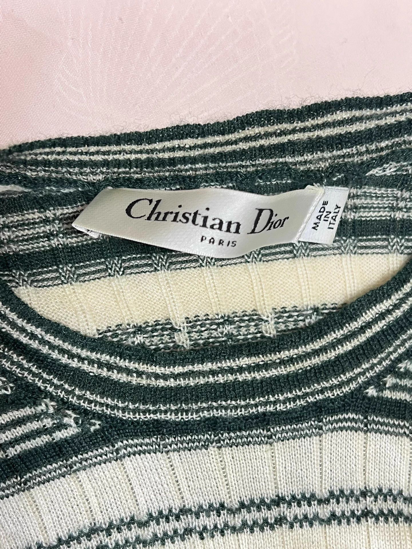 Dior Dior Striped Longsleeve Knit Top Bee Embroidery Size 36 Mint Size XS / US 0-2 / IT 36-38 - 5 Thumbnail