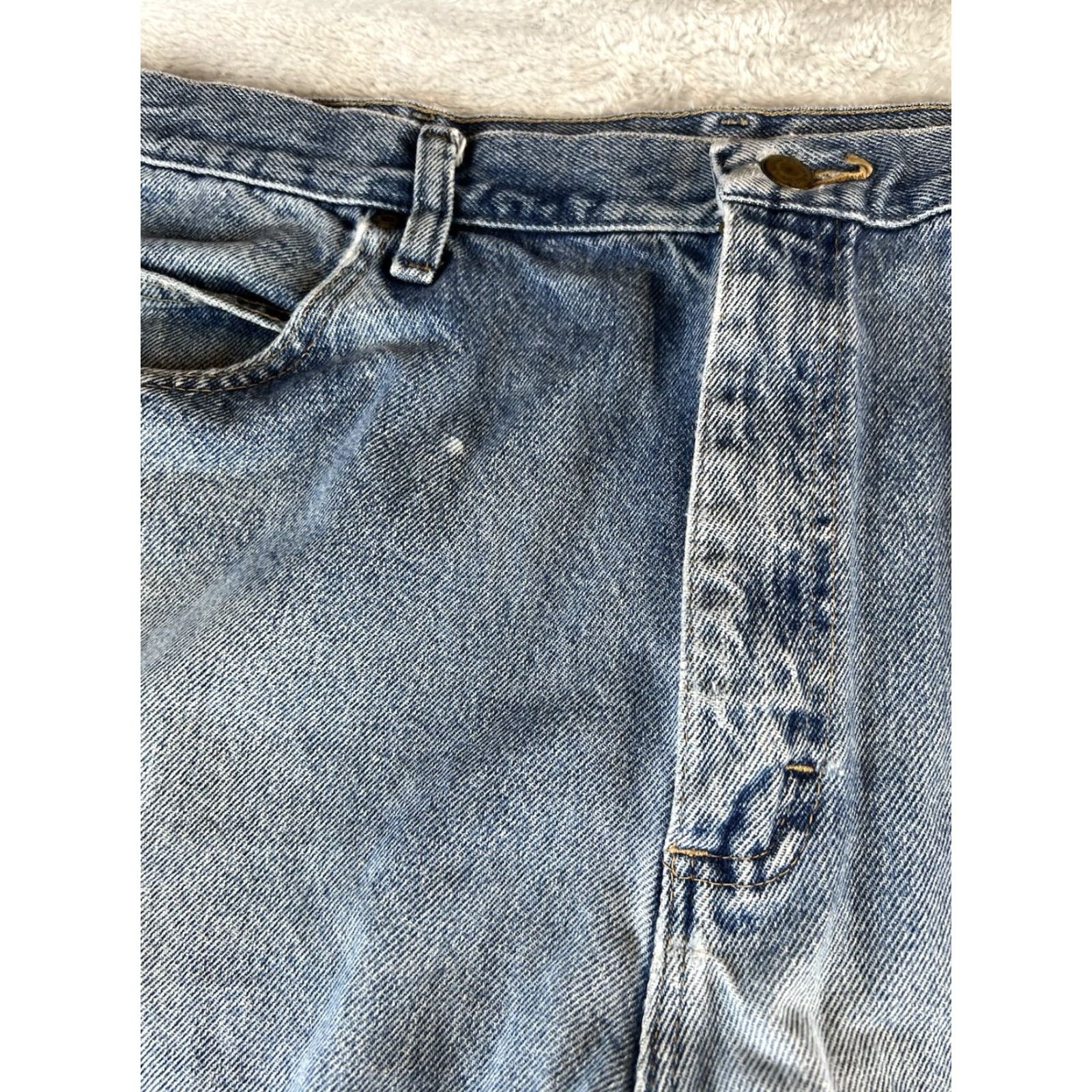 Wrangler VINTAGE Wrangler Jeans Mens 38x30 Blue Denim Straight 5-Pocket Regular Waist 38 Inseam 30 Reg Fit Medium Wash Cowboy Branding Mens Size US 38 / EU 54 - 6 Thumbnail