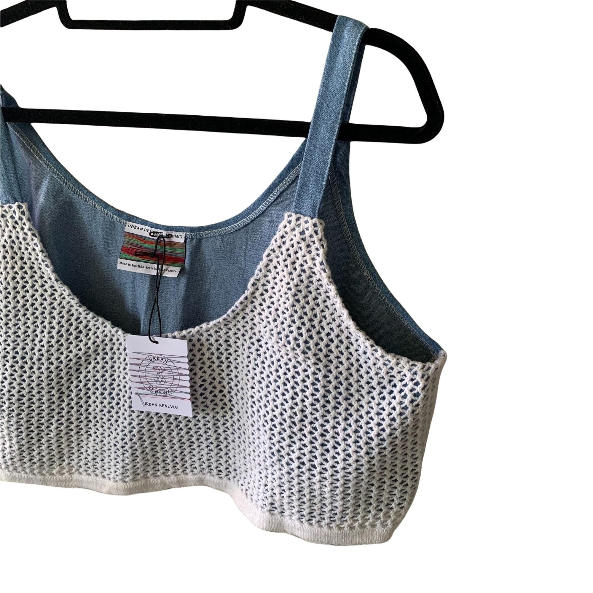 Urban Outfitters NWT Urban Outfitters Crocheted Denim Boho Cottagecore Crop T Size L / US 10 / IT 46 - 6 Thumbnail