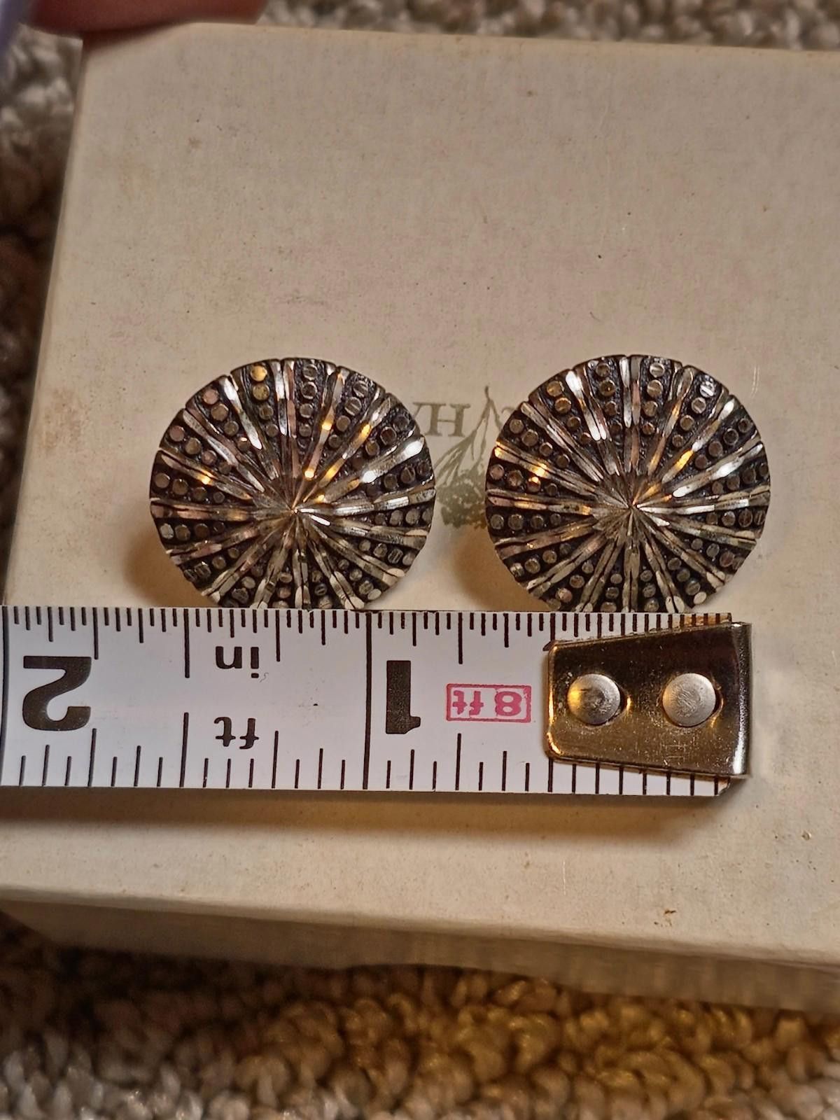 Other Vintage Silver Cloud Sterling Burst Earrings 3/4" Size ONE SIZE - 4 Thumbnail