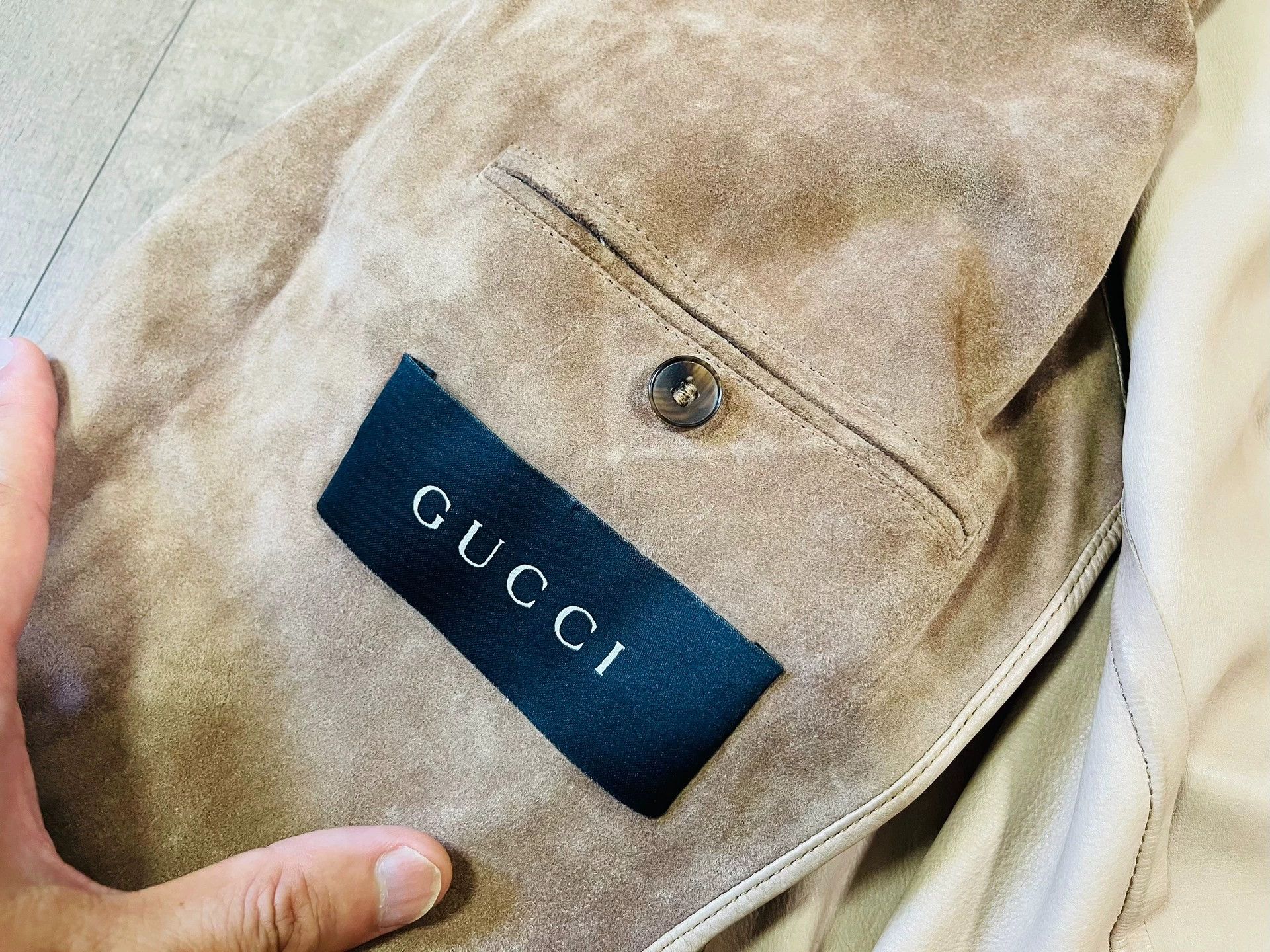 Gucci Gucci Khaki Italian Calfskin Suede Jacket 54 Rare Size US L / EU 52-54 / 3 - 8 Thumbnail