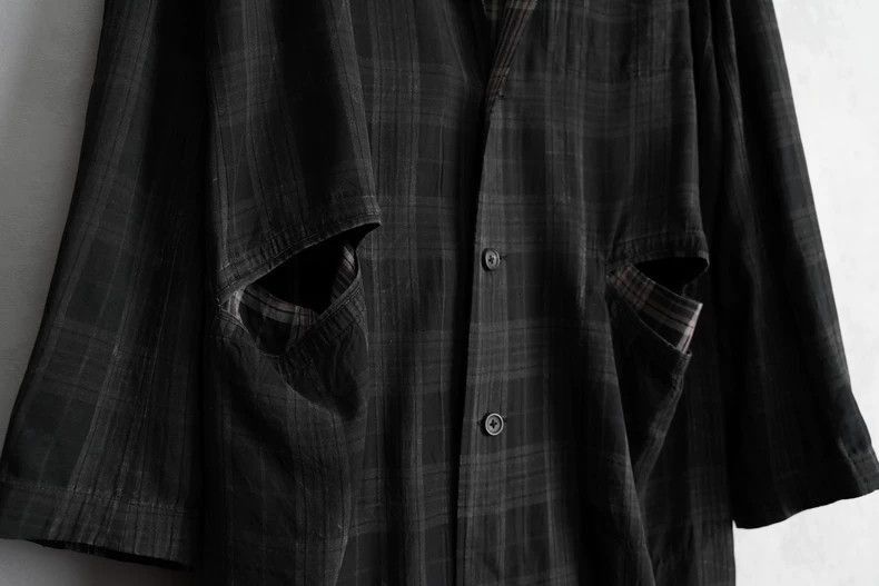 Yohji Yamamoto Yohji Yamamoto Yohji Yamamoto Long Plaid Coat 00SS Size US L / EU 52-54 / 3 - 5 Thumbnail