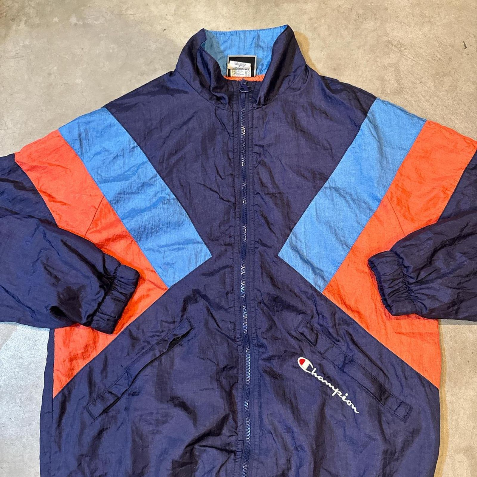 Champion Vintage 90s Navy Champion Zip-Up Windbreaker Size M Size US M / EU 48-50 / 2 - 2 Thumbnail
