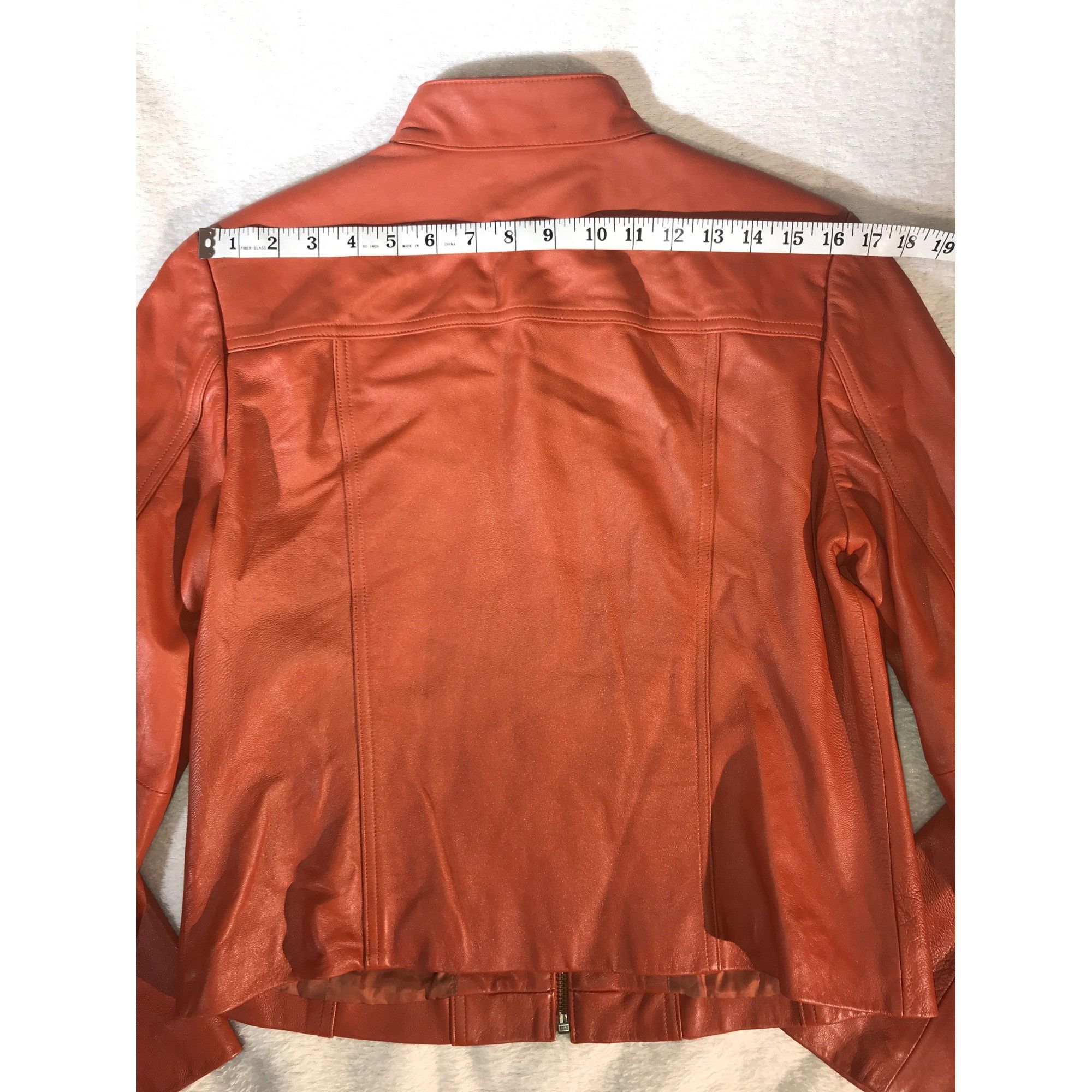 Vintage Valerie Stevens Womens Burnt Orange Leather Moto Jacket Size M / US 6-8 / IT 42-44 - 6 Thumbnail