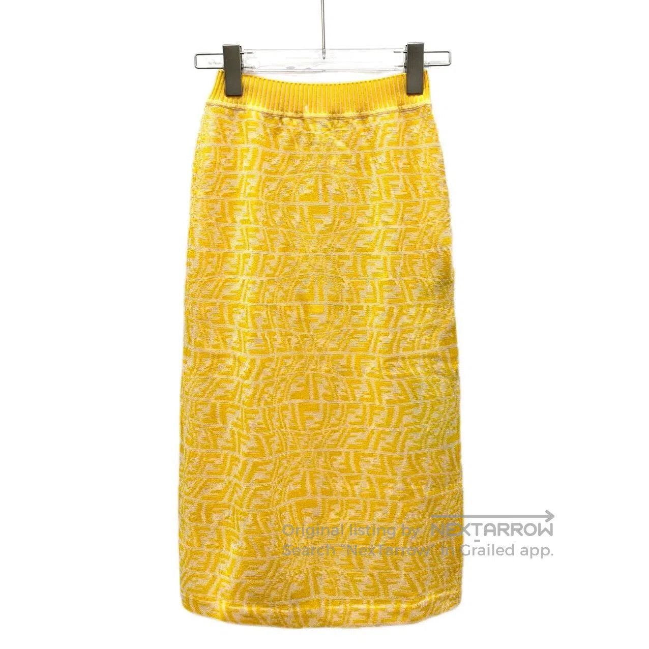 Fendi fendi yellow logo knit midi skirt. Size US 36 / EU 52 - 1 Thumbnail