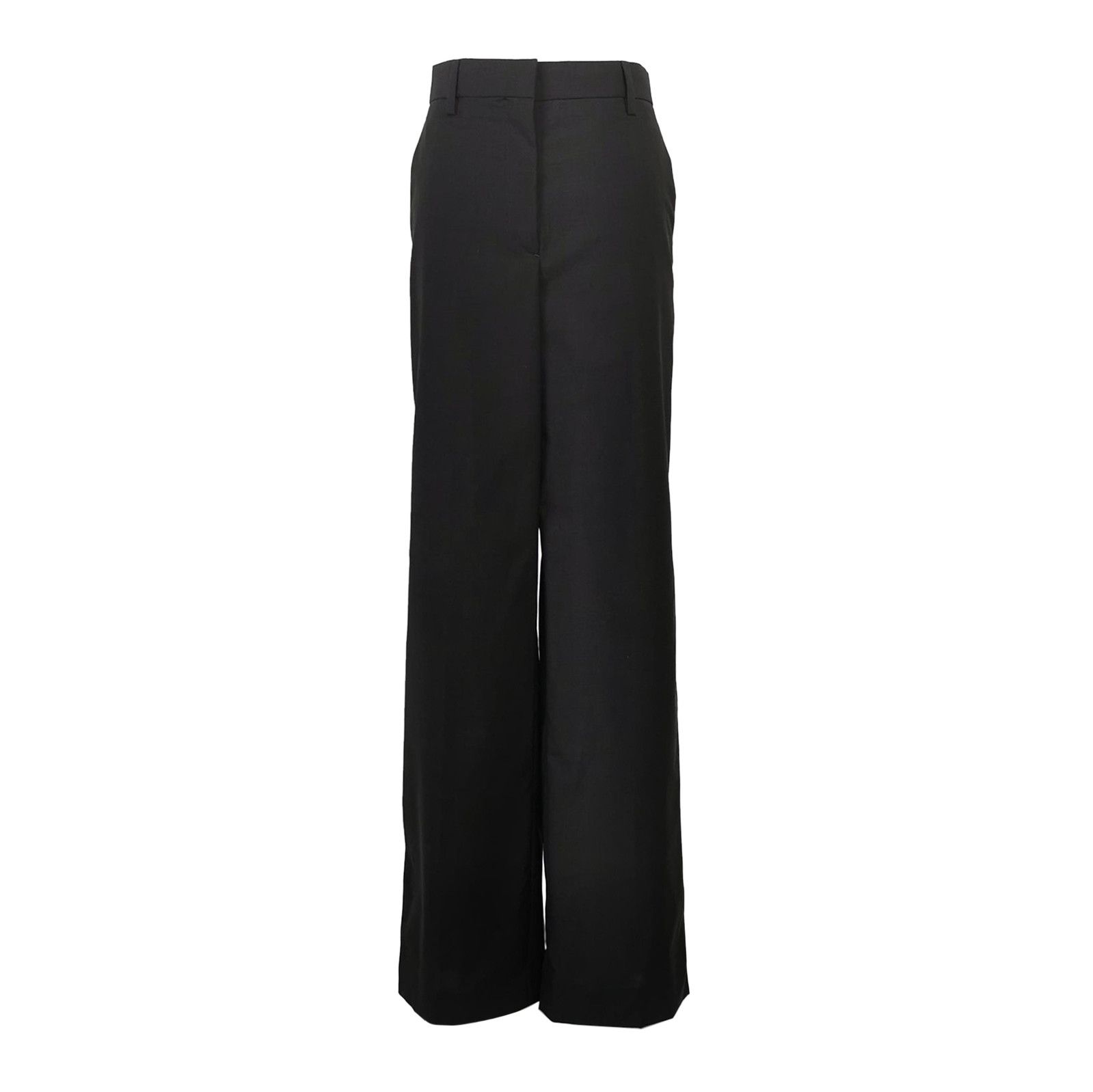 Prada Black Wool Wide-Leg Trousers Size 38 0089