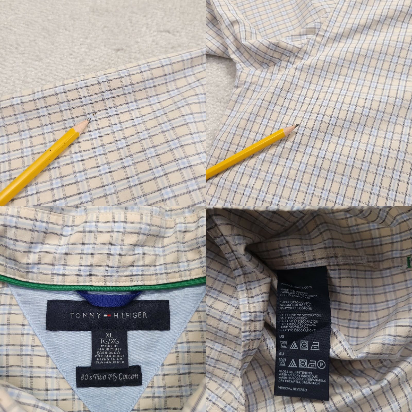 Tommy Hilfiger Tommy Hilfiger Button-Up Shirt Adult XL Blue Tan Long Sleeve Mens 80s 2 Ply Vintage 90s Plaid Logo Size US XL / EU 56 / 4 - 8 Thumbnail