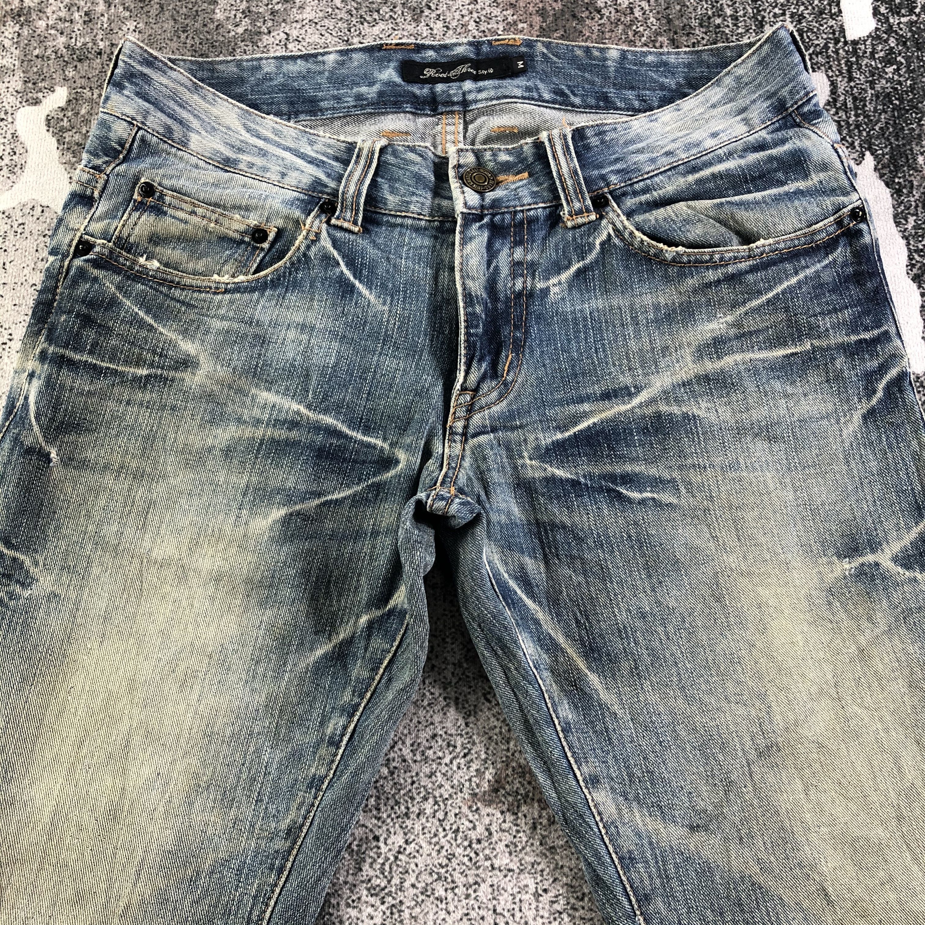Japanese Brand Root Three Jeans Zipper Pocket Ripped Denim Size US 30 / EU 46 - 3 Thumbnail