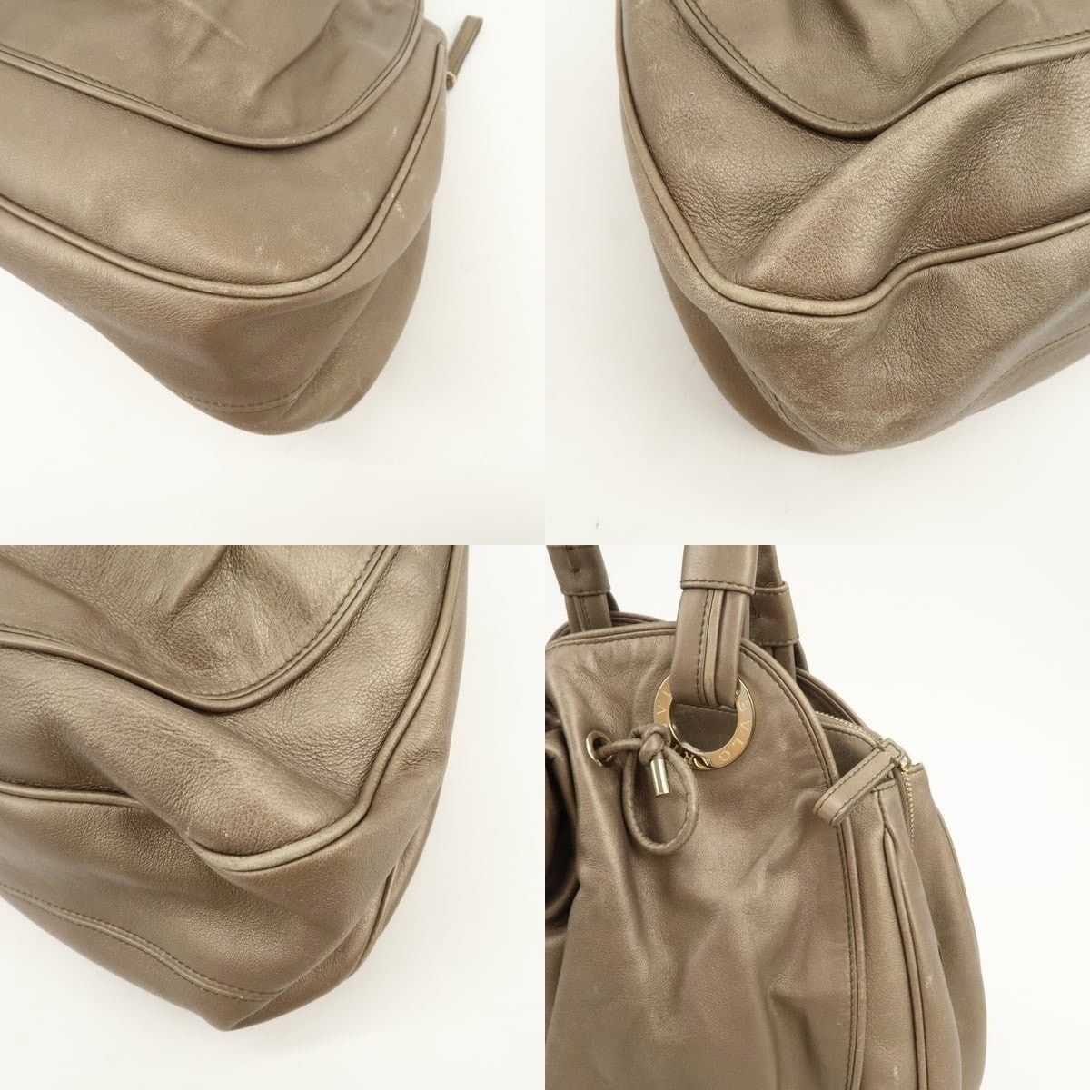 Bvlgari Bvlgari Drawstring Leather Shoulder Bag Tan Size ONE SIZE - 5 Thumbnail