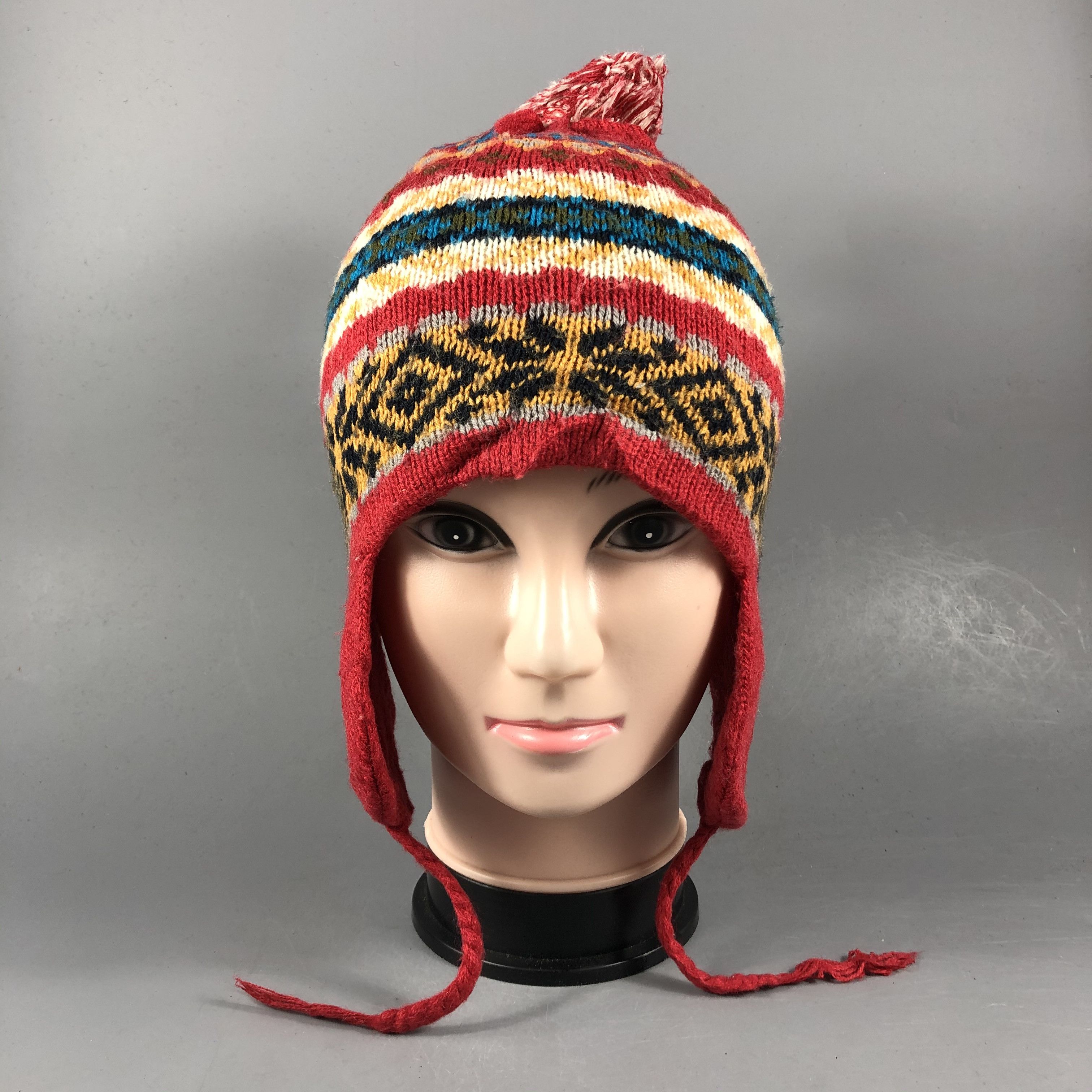 Japanese Brand Stripe Earflap Beanie Snow Cap Hat Size ONE SIZE - 1 Thumbnail