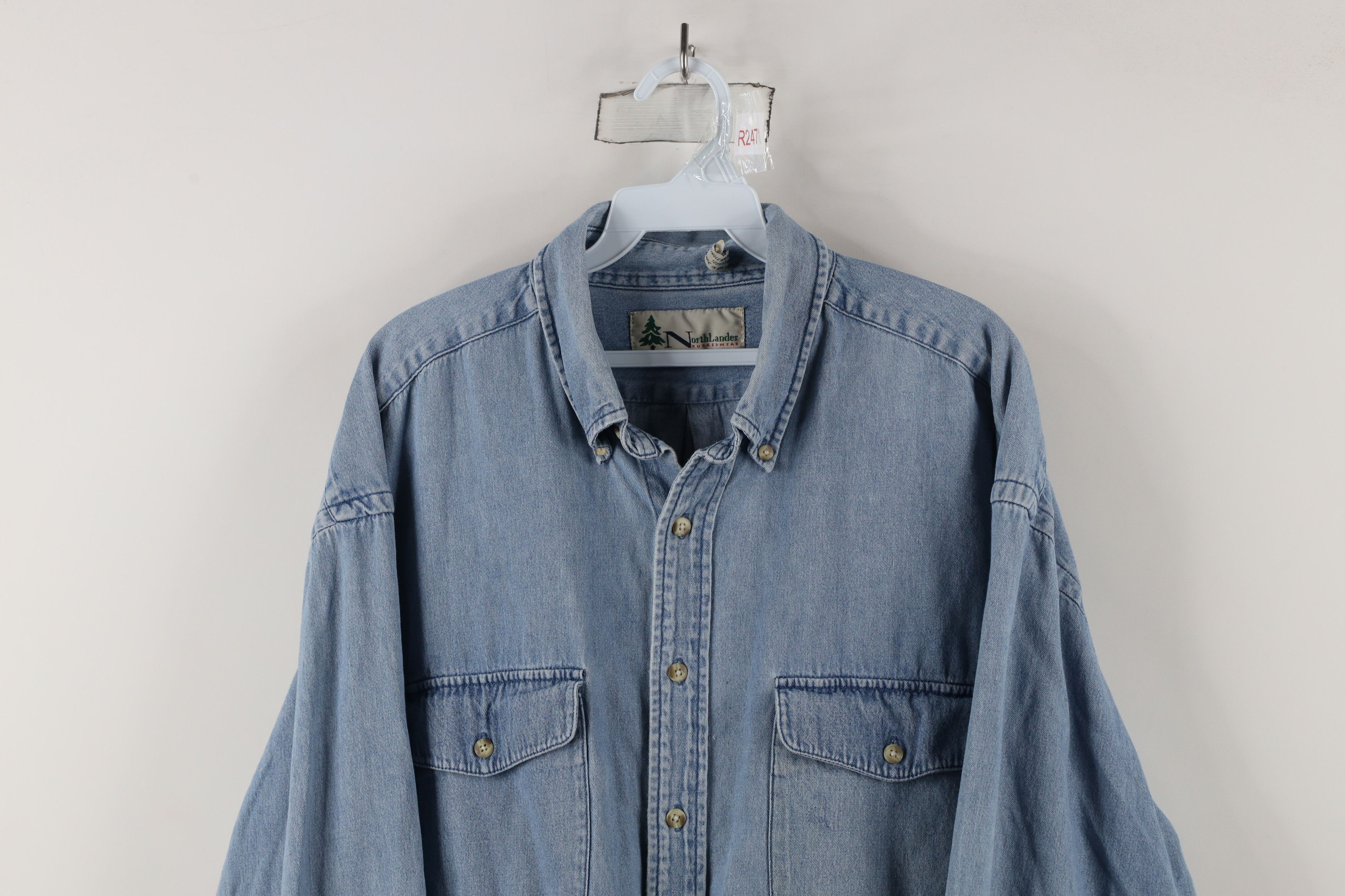 Vintage Vintage 90s Streetwear Denim Jean Button Down Shirt Blue Size US XL / EU 56 / 4 - 2 Thumbnail