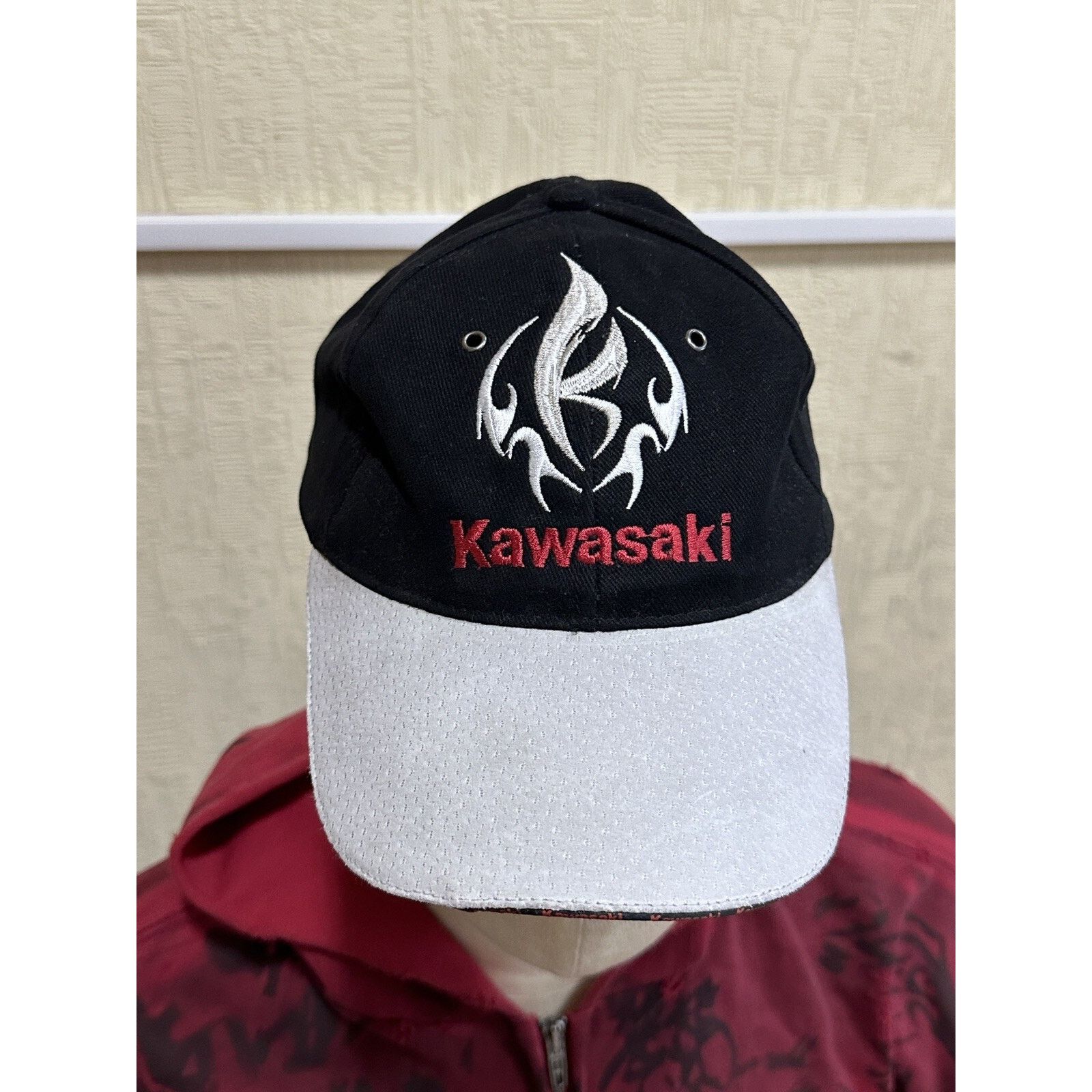 Vintage Vintage 90’s Kawasaki Motorcycle Racing Men’s Baseball Cap Size ONE SIZE - 4 Thumbnail
