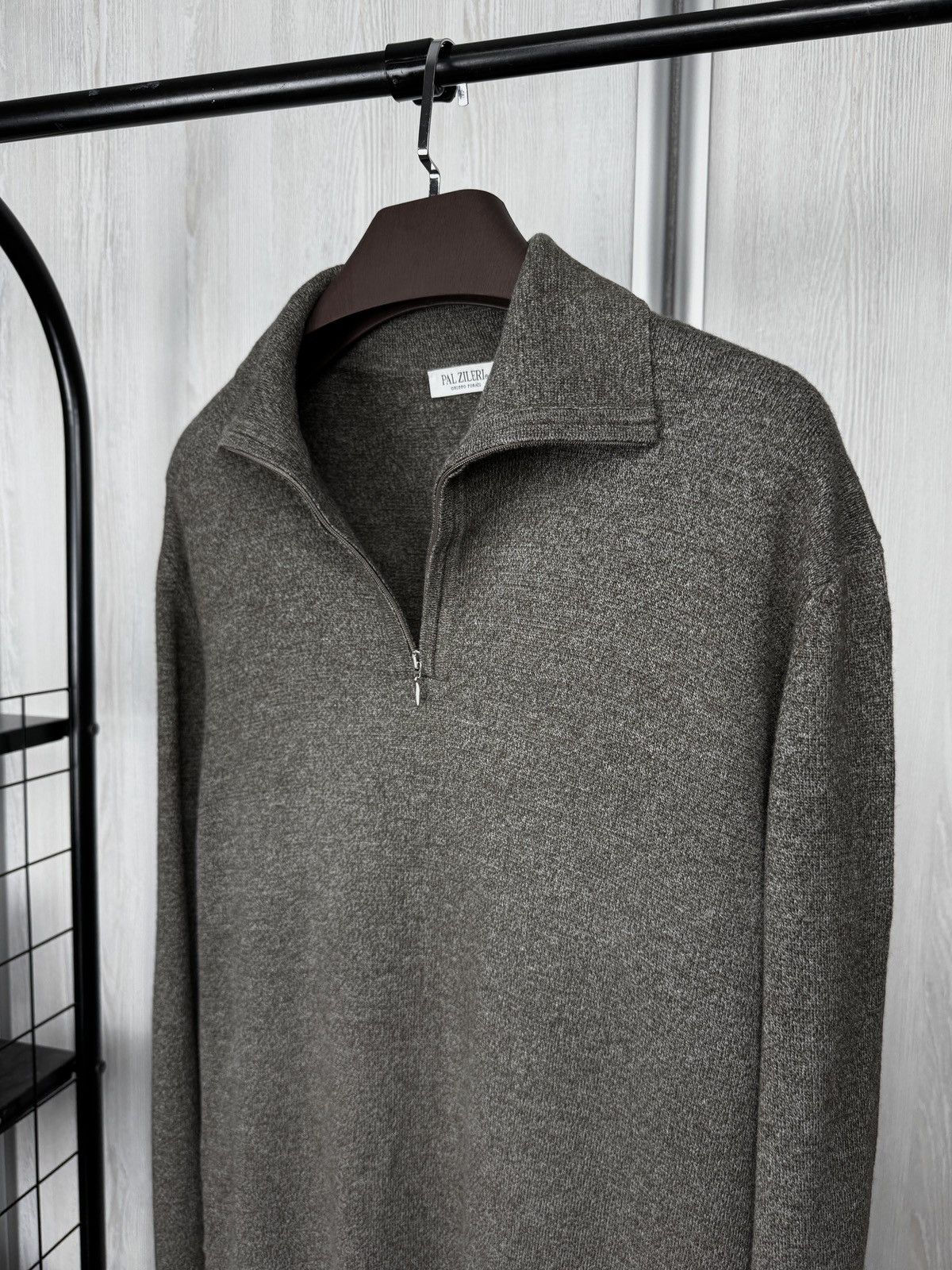 Pal Zileri Pal Zileri Wool Cashmere grey-brown 1/4 zip pullover sweater Size US L / EU 52-54 / 3 - 4 Thumbnail