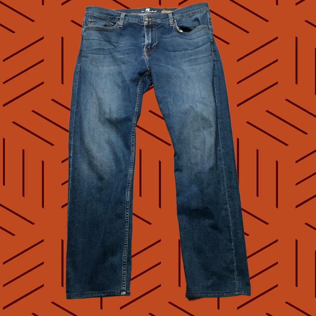7 For All Mankind 7 For All Mankind Slimmy Jeans Mens 36x32 Blue Slim Straight Medium Wash Denim Jeans Slimmy Model Mens 36 Inseam 32 Size US 36 / EU 52 - 1 Thumbnail
