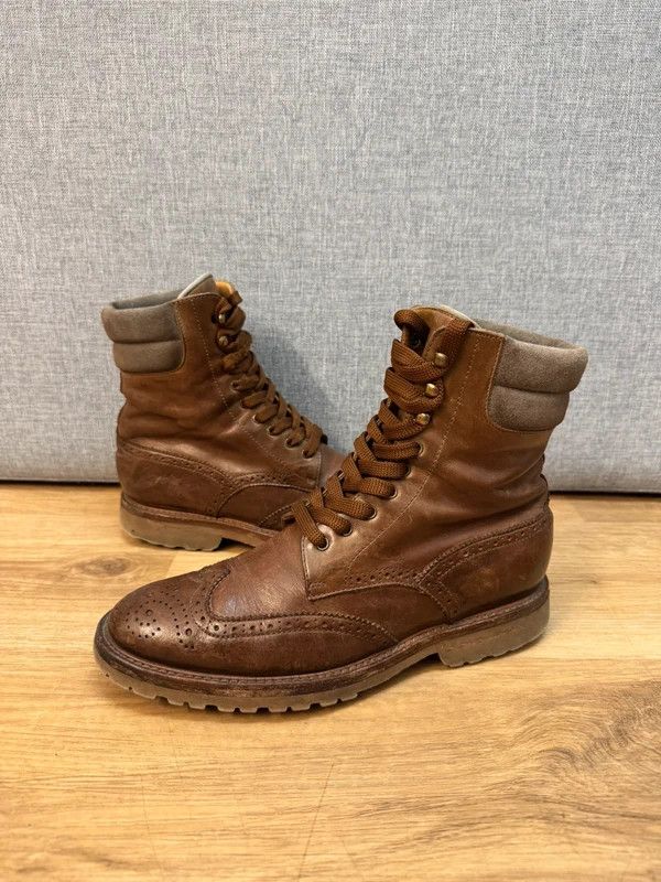 Brunello Cucinelli Brunello Cucinelli Leather Boots Brogue Oxford Vibram 38 Size US 8 / IT 38 - 1 Thumbnail