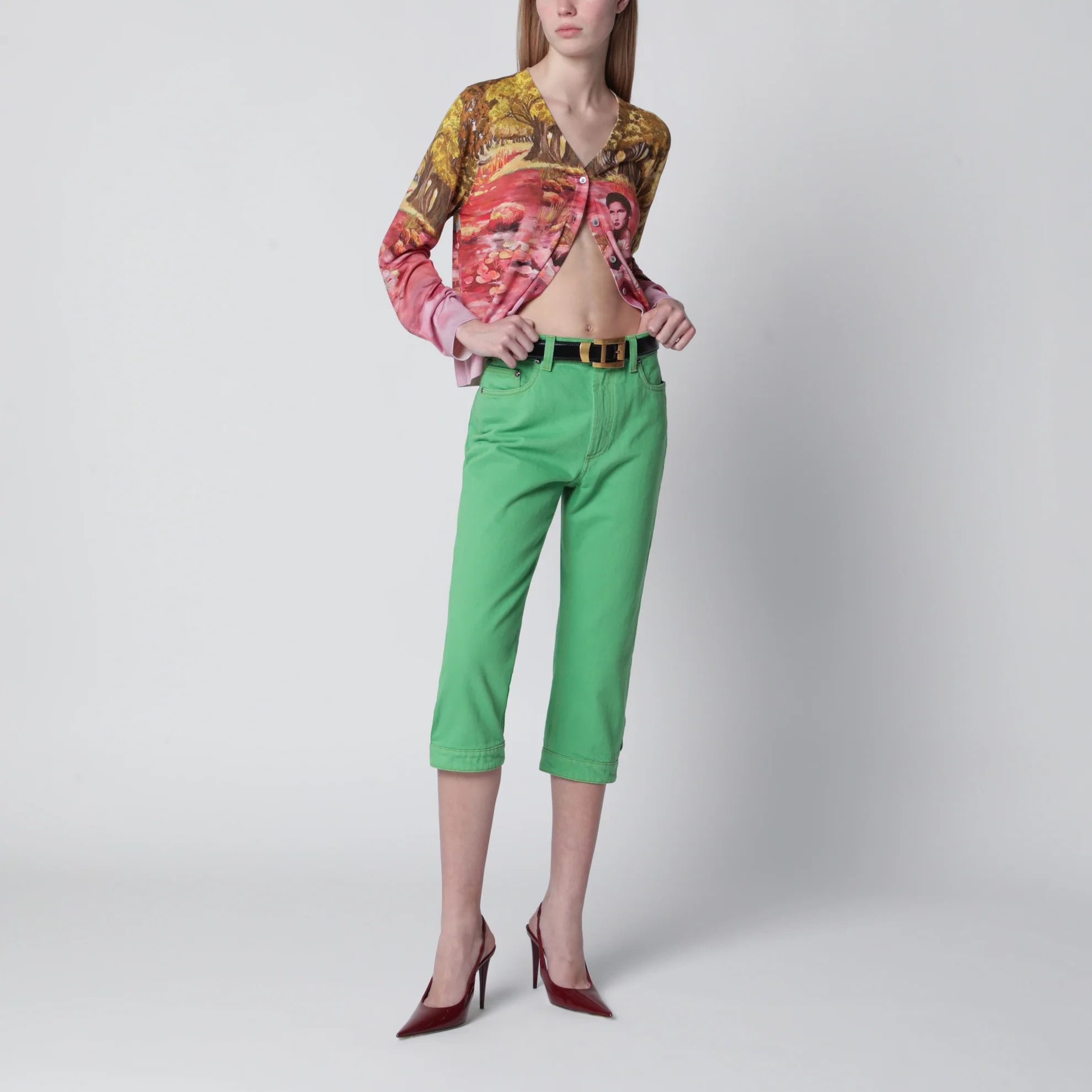 Versace o1d2blof0426 Capri Jeans in Green Size 27" / US 4 / IT 40 - 2 Thumbnail