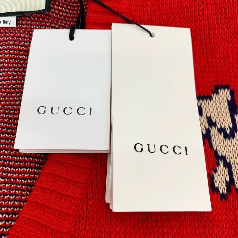 Gucci Gucci Logo animal jacquard red wool knitted cardigan jacket Size US XS / EU 42 / 0 - 7 Thumbnail
