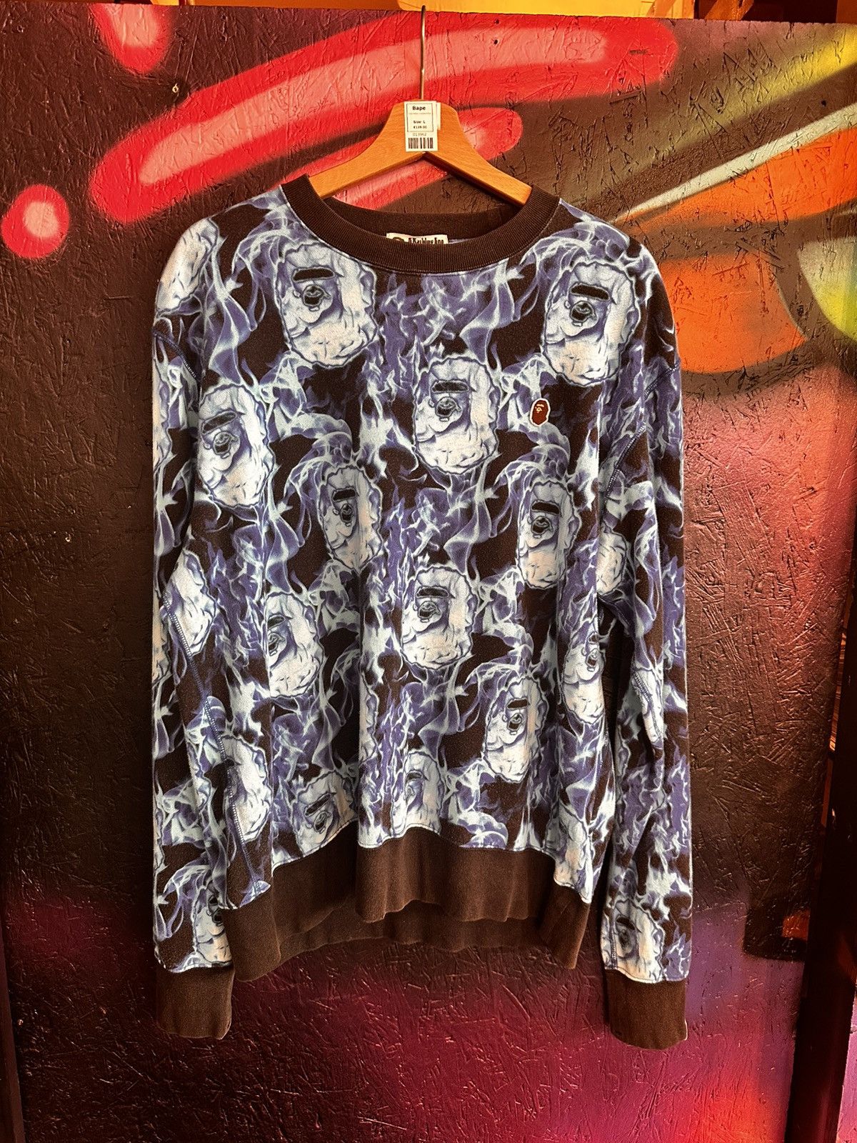 トップス A BATHING APE BAPE FLAME WIDE CREWNECK A Bathing Ape Flame Wide Crewneck Sweatshirt Unisex SS20