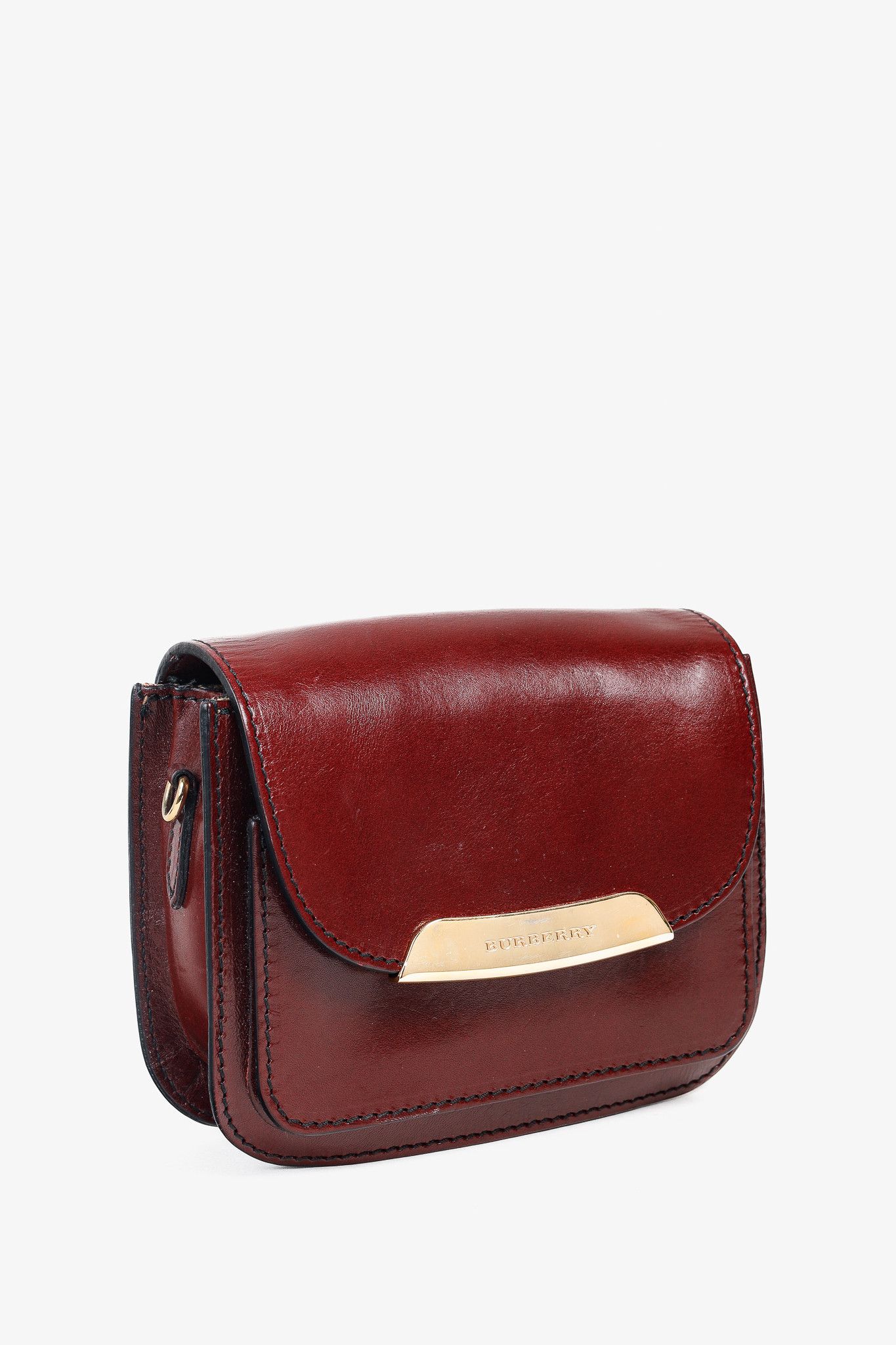 Burberry Burberry Burgundy Crossbody Mini Satchel Leather Bag Size ONE SIZE - 2 Thumbnail