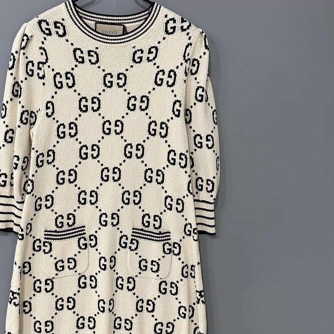 Gucci GUCCI women's Beige All Over Print Dress M Size M / US 6-8 / IT 42-44 - 2 Thumbnail