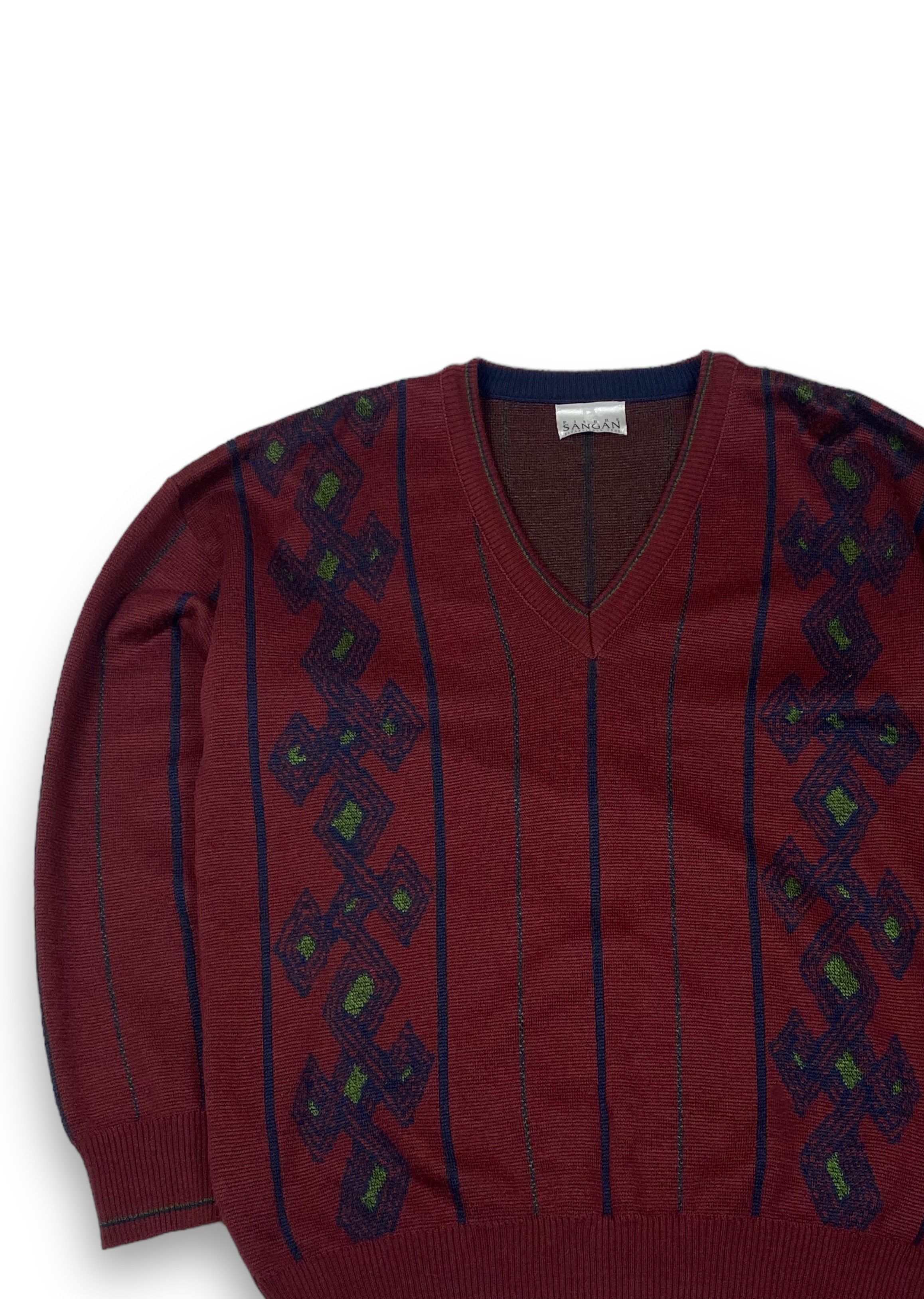 Vintage Vintage PIERRE SANGAN Crazy Print Wool Sweater Cardigan M647 Size US L / EU 52-54 / 3 - 3 Thumbnail