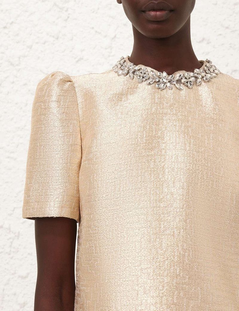Zimmermann oc11z0226 Crush Shift Dress In Gold Size XS / US 0-2 / IT 36-38 - 4 Thumbnail