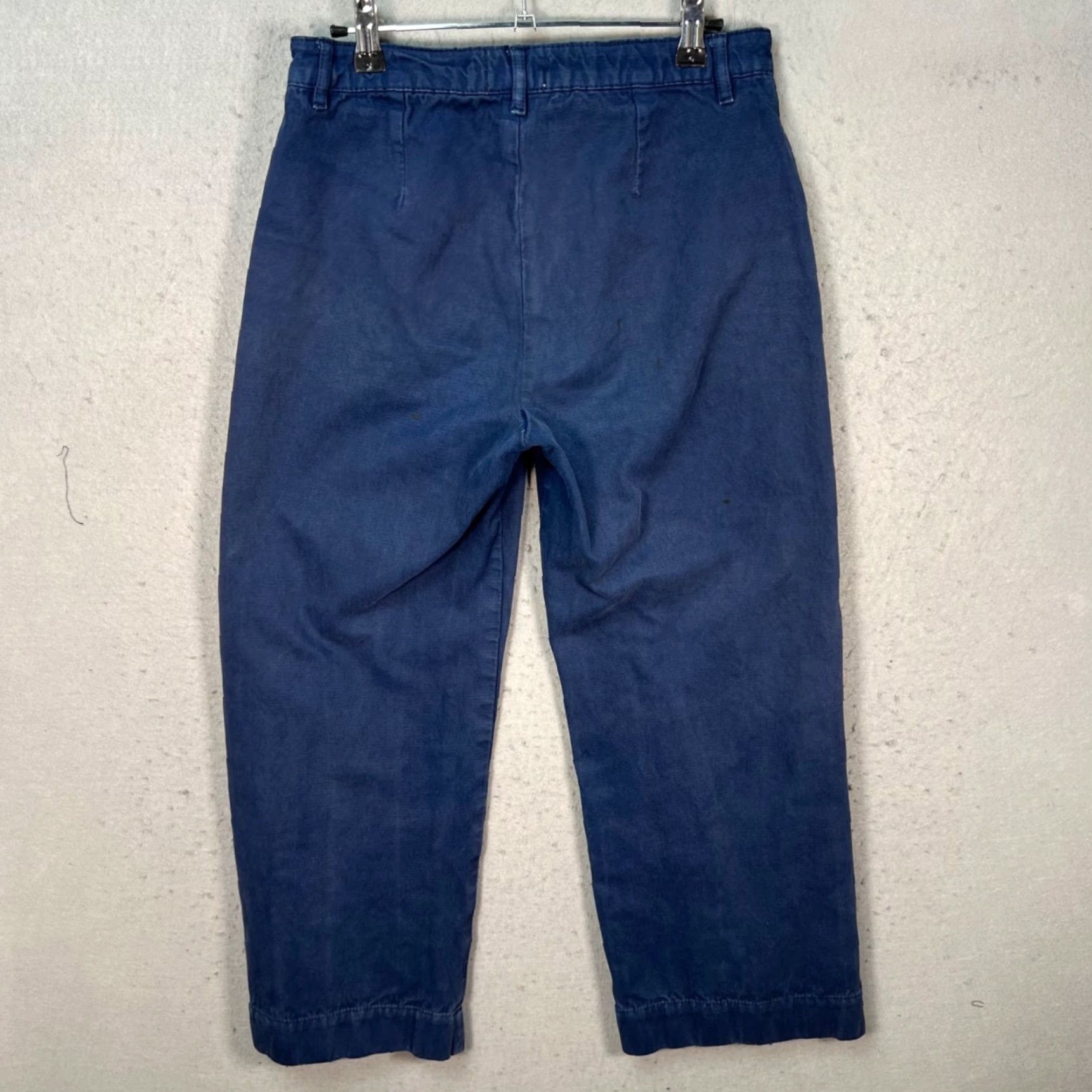 Vintage Sézane Womens Size 38 Navy Blue Cropped Pants Cotton Blend Made In Italy Size 26" / US 2 / IT 38 - 2 Thumbnail
