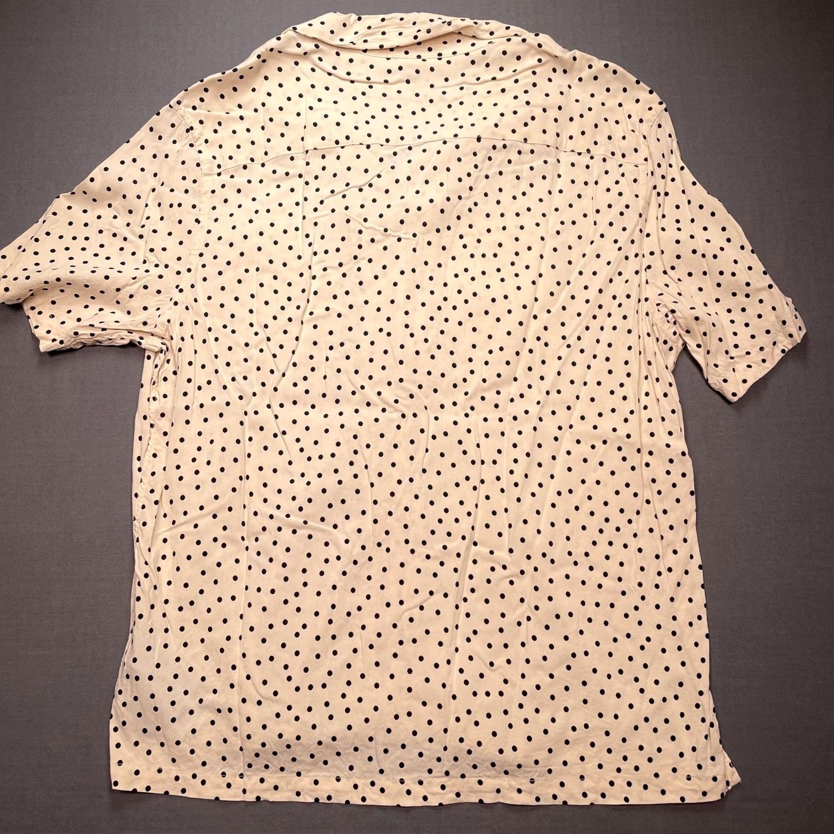 Allsaints AllSaints Shirt Mens Medium Beige Polka Dot Short Sleeve Button Up Relaxed Fit Size US M / EU 48-50 / 2 - 5 Thumbnail