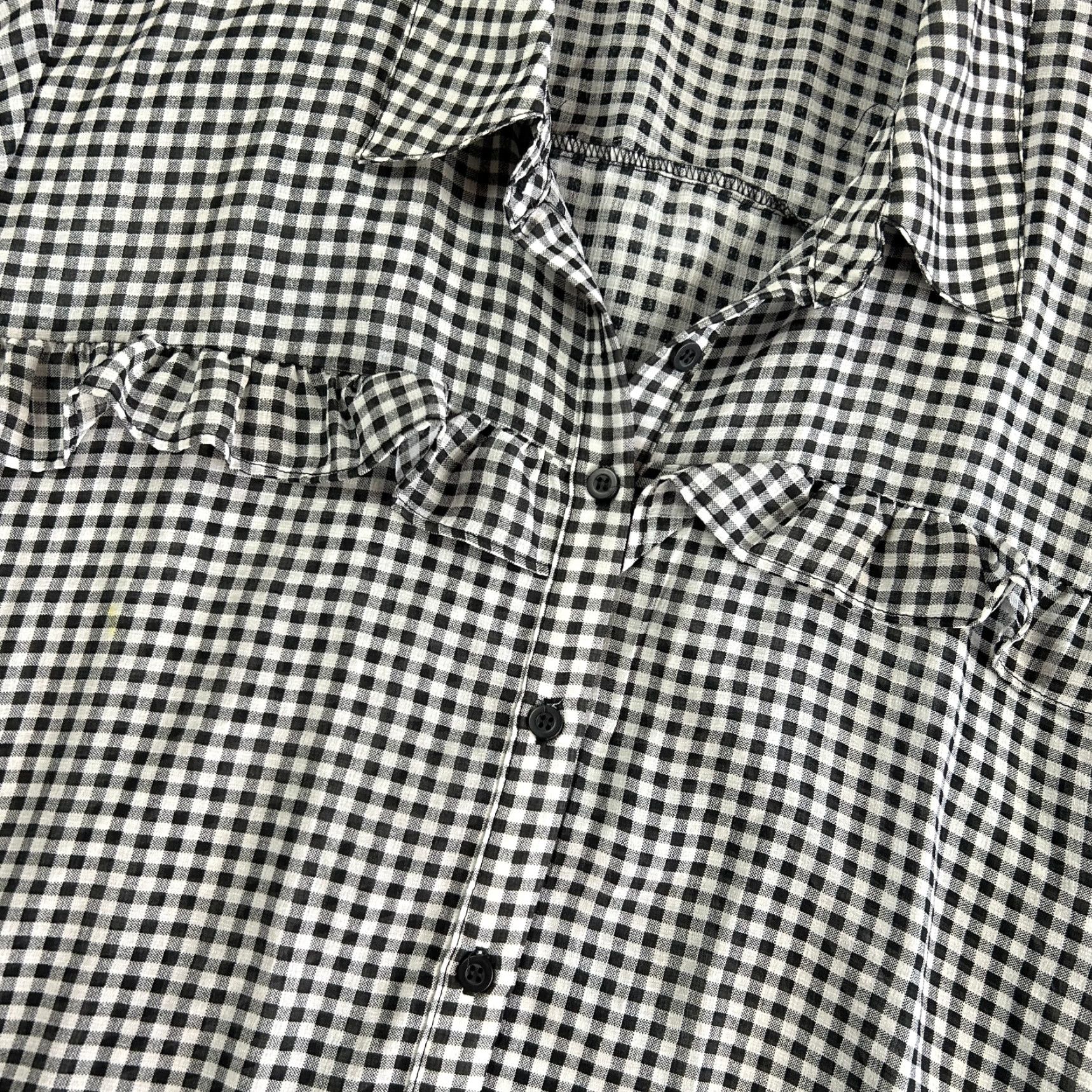 Torrid Torrid Blouse Plus Gingham Black White Long Sleeve Ruffled Sheer Top Size S / US 4 / IT 40 - 2 Thumbnail