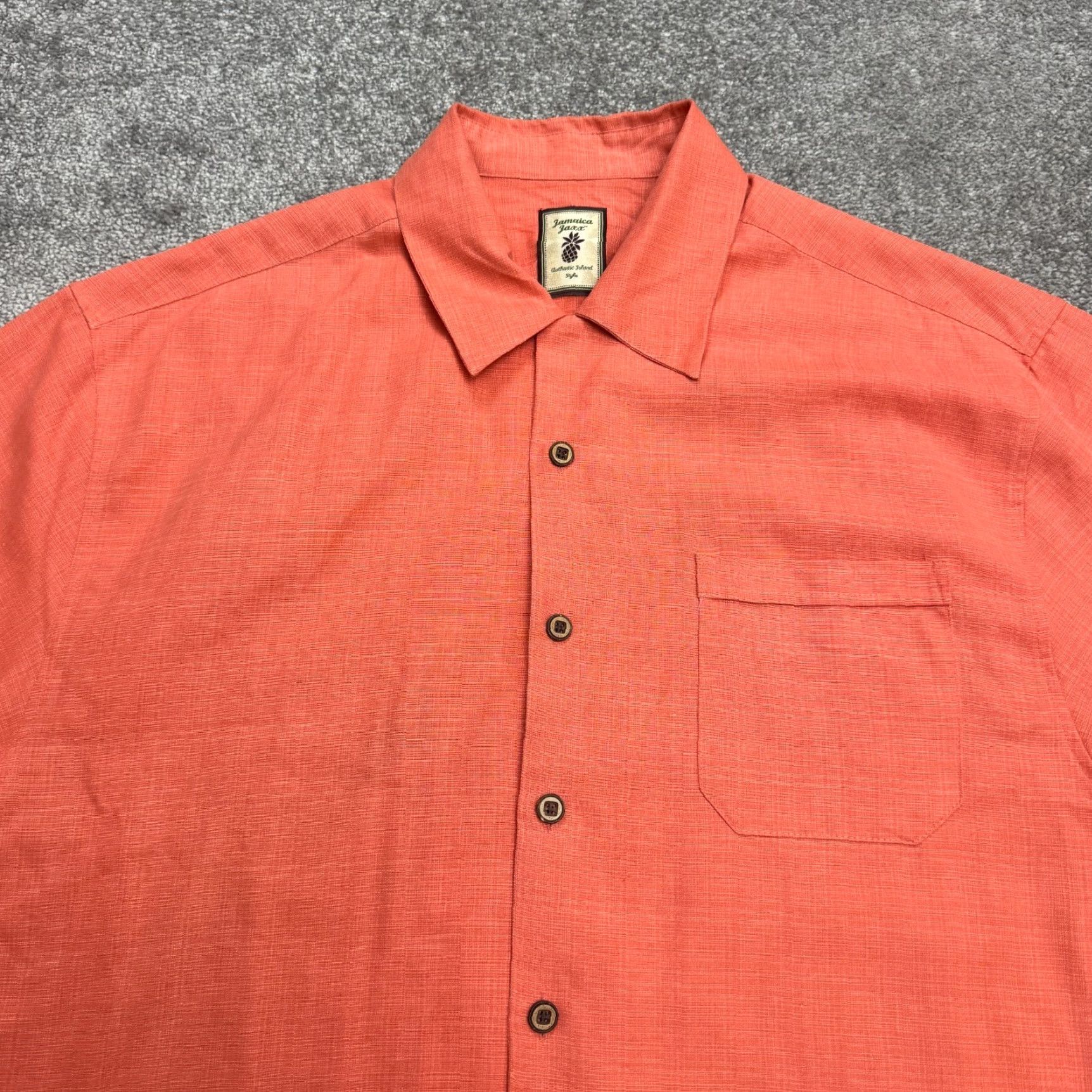 Vintage Jamaica Jaxx Button-Down Shirt Mens Large Coral Short Sleeve Silk Vacahun Hawaiian Beach Vacation Shirt L Mens Size US L / EU 52-54 / 3 - 4 Thumbnail