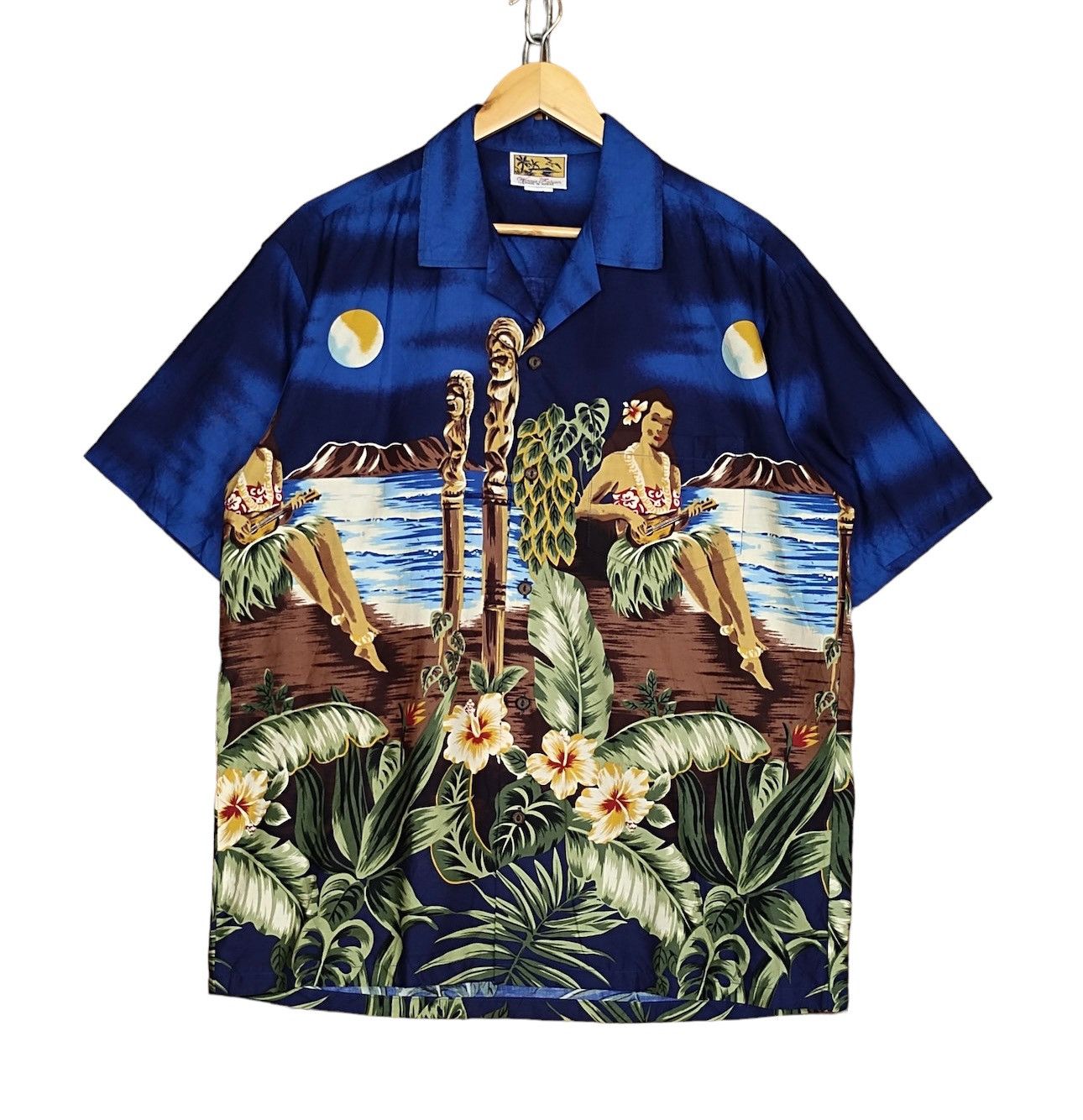 Vintage Vtg 80s Hawaiian Hula Girls Scenic View Hawaiian Size US L / EU 52-54 / 3 - 1 Thumbnail