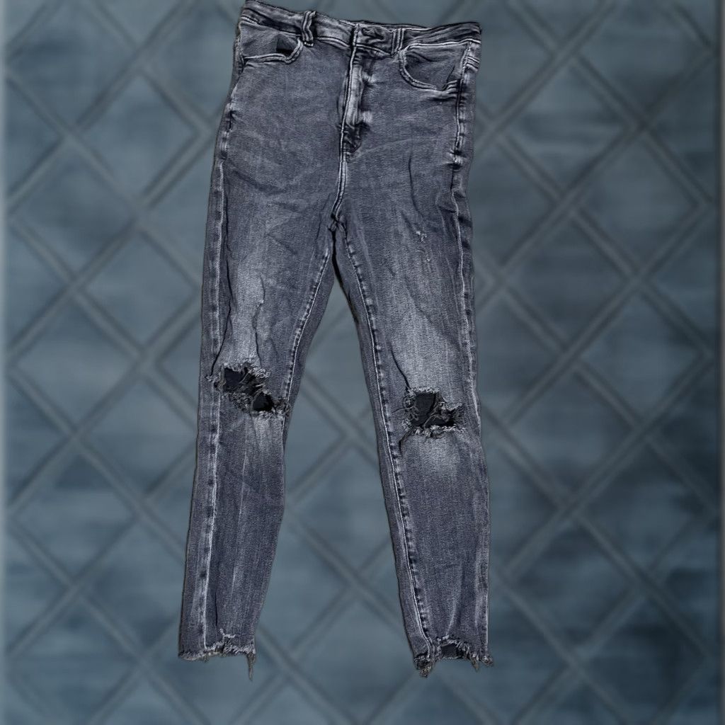 American Eagle Outfitters American Eagle Blue Jegging Pants 10S Hi-Rise Super Stretch Destroyed Raw Hem Women 10 Blue Jeans Denim Style Size 32" / US 10 / IT 46 - 1 Thumbnail