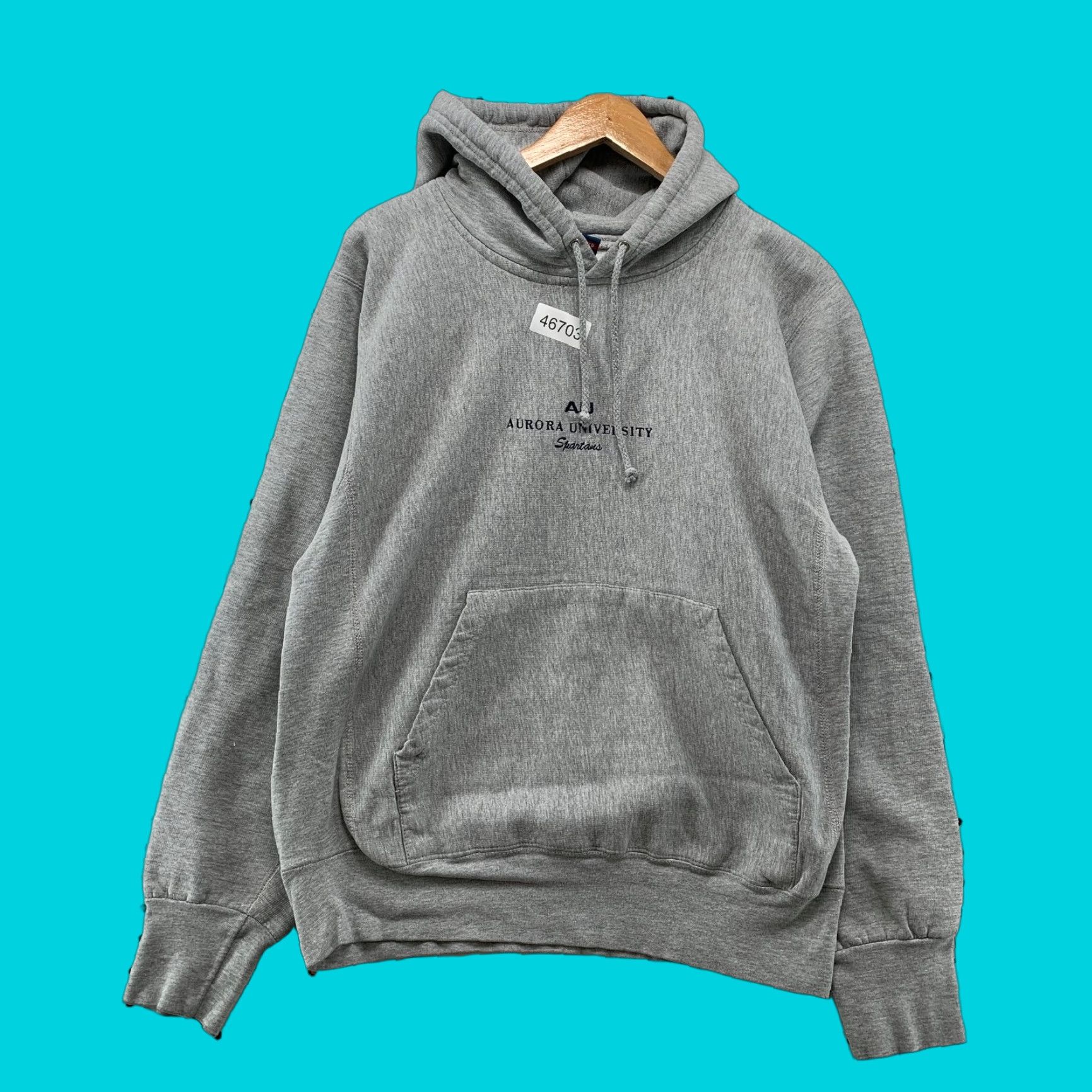 Vintage VINTAGE Aurora University Spartans Hoodie Sweatshirt Mens Medium Hooded Gray Pro Weave Size US M / EU 48-50 / 2 - 1 Thumbnail