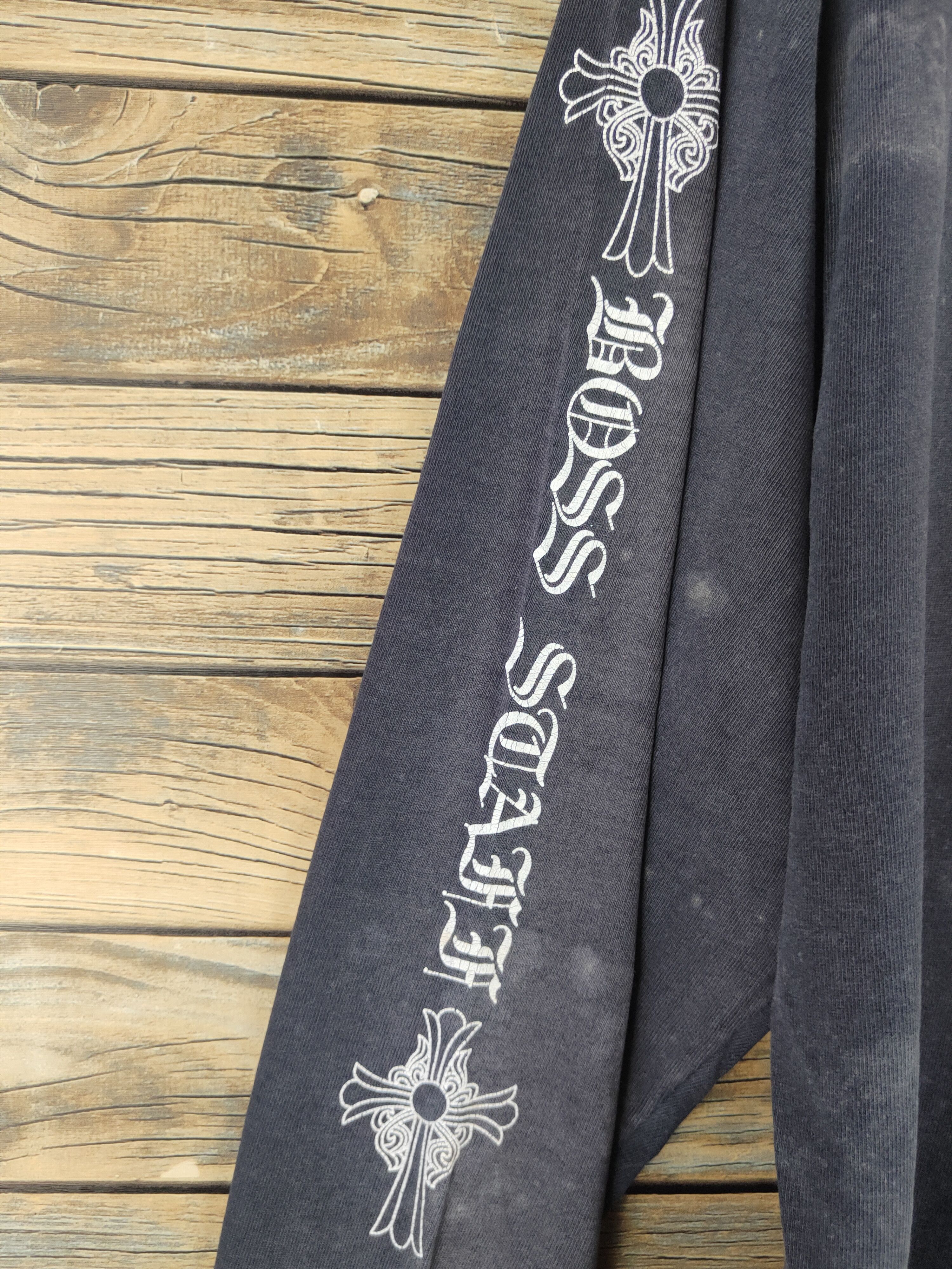 Japanese Brand DL Boss Staff like Chrome Heart Navy Faded shirt #618 Size US L / EU 52-54 / 3 - 3 Thumbnail