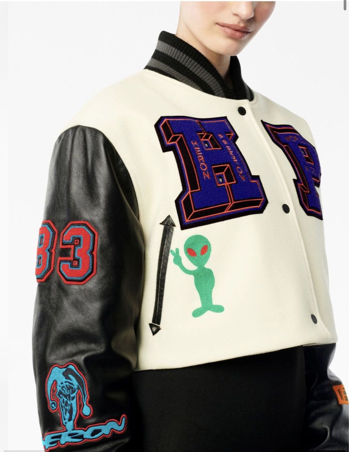 Heron Preston SOLD OUT Heron Preston Patched Crop Leather Varsity Jacket Size M / US 6-8 / IT 42-44 - 17 Thumbnail