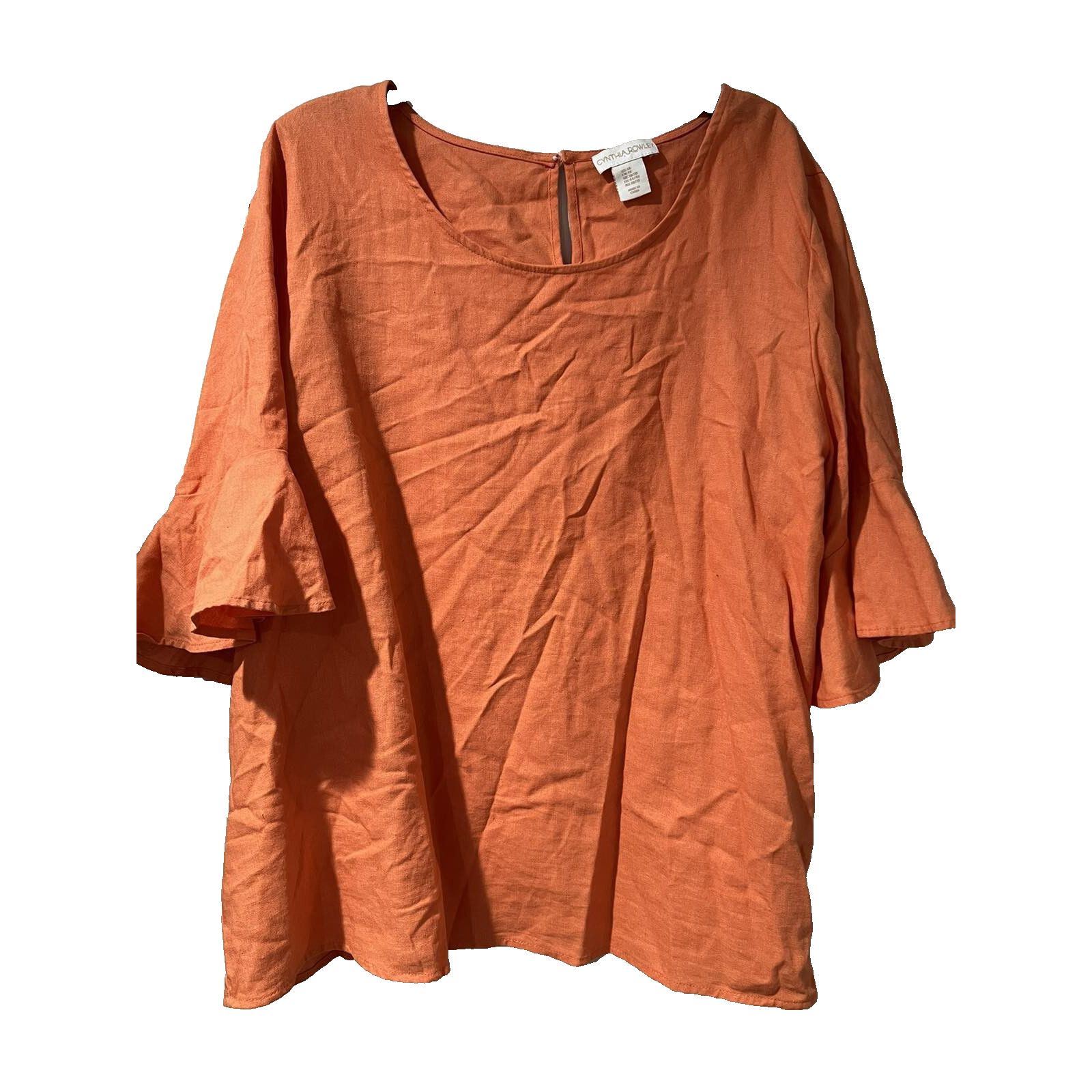 Cynthia Rowley Cynthia Rowley Linen 1X Blouse Top Fall Orange A003291 Size XL / US 12-14 / IT 48-50 - 1 Thumbnail