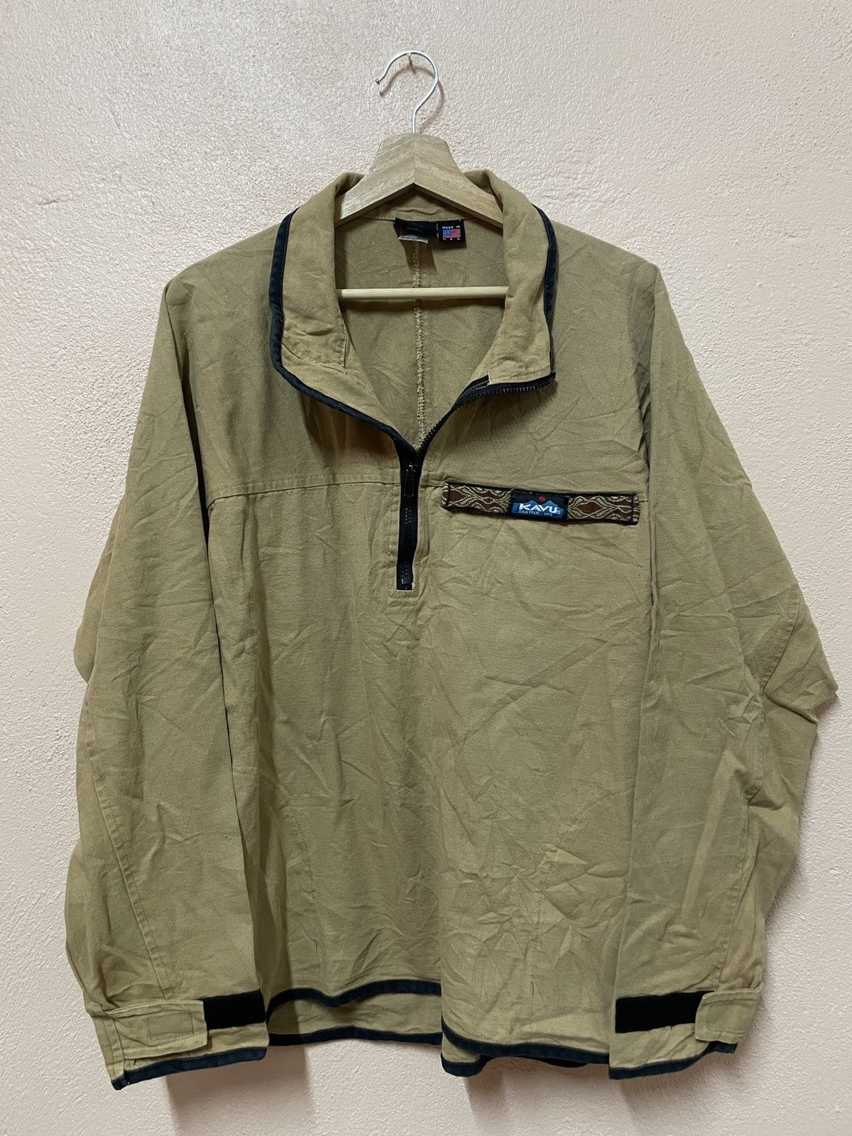 KAVU × Patagonia × Urban Outfitters Kavu Seattle USA Canvas Pullover Zip Jacket Mens Large Brown Size US L / EU 52-54 / 3 - 4 Thumbnail