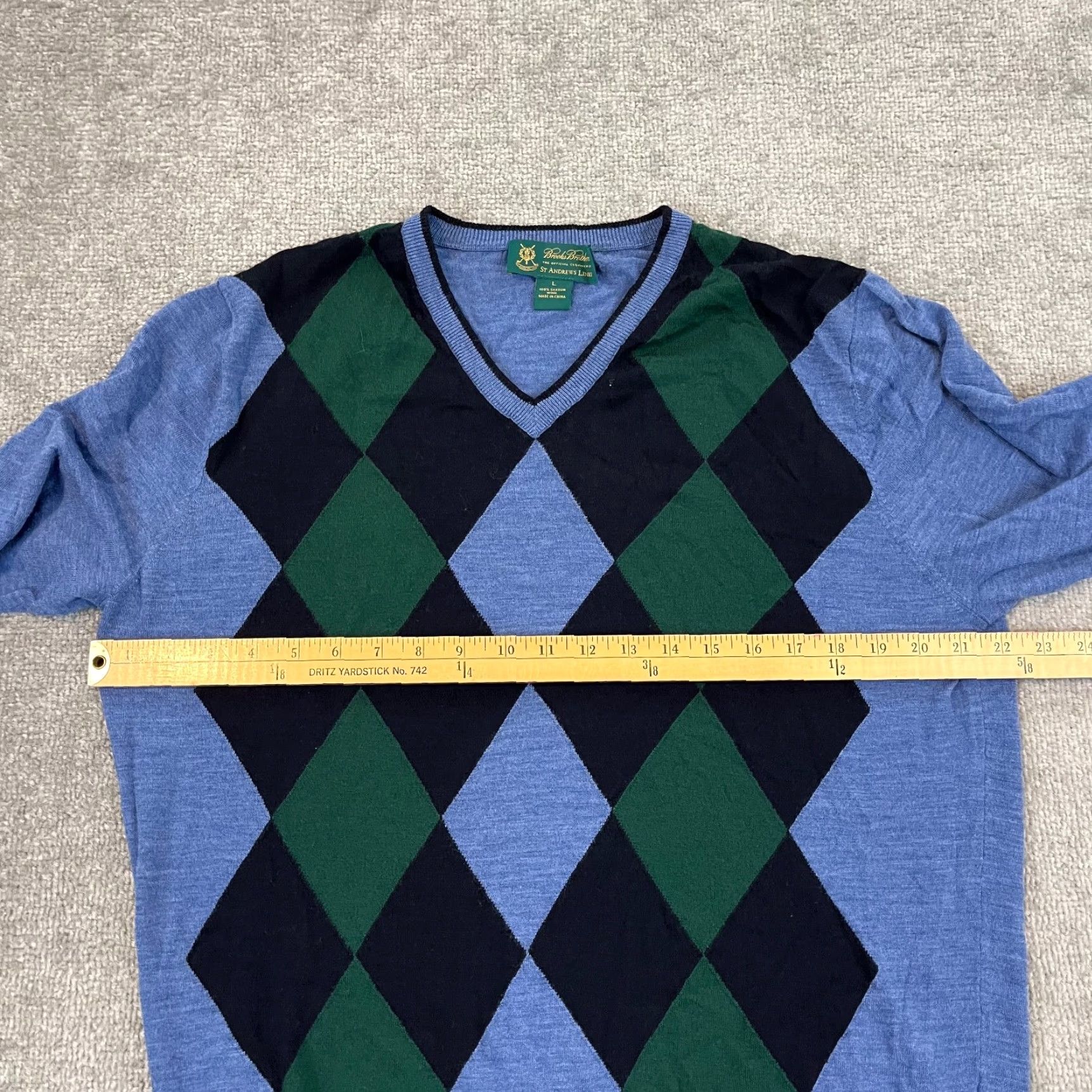 Brooks Brothers BROOKS BROTHERS Sweater Mens Large Blue ST. Andrews Golf Argyle Saxxon Wool Pullover Size US L / EU 52-54 / 3 - 4 Thumbnail