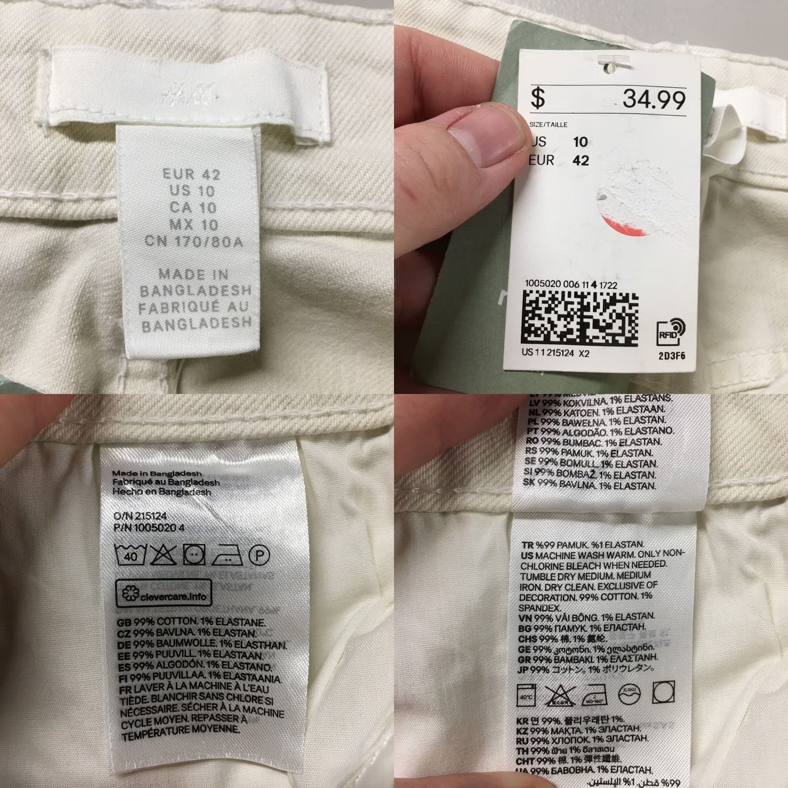 H&M H&M Jeans Women's 10 90s Straight Ivory White Straight Leg Button Fly High Rise Size 32" / US 10 / IT 46 - 10 Thumbnail