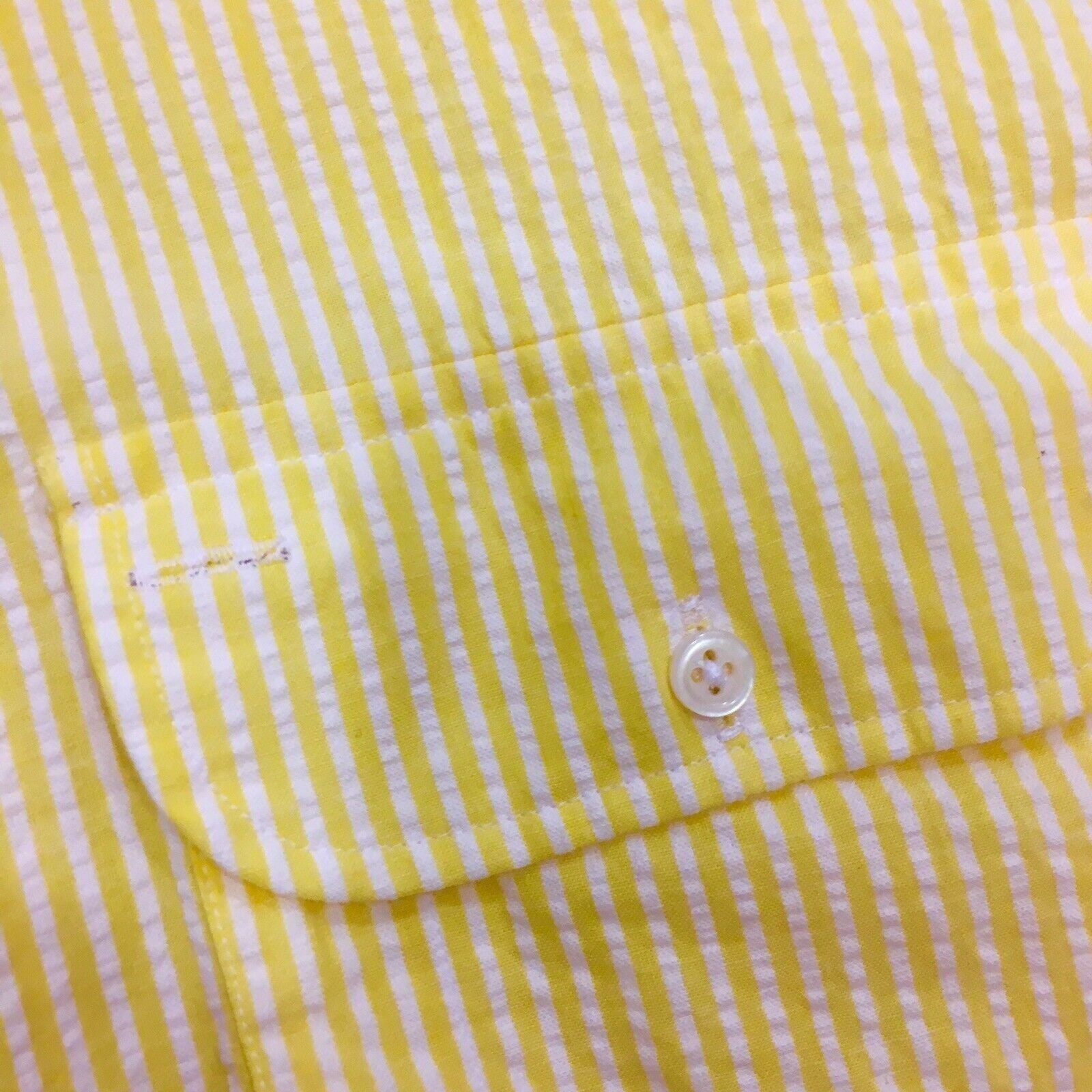 Bert Pulitzer Vtg Bert Pulitzer Yellow White STRIPE SEERSUCKER Shirt Size US L / EU 52-54 / 3 - 4 Thumbnail