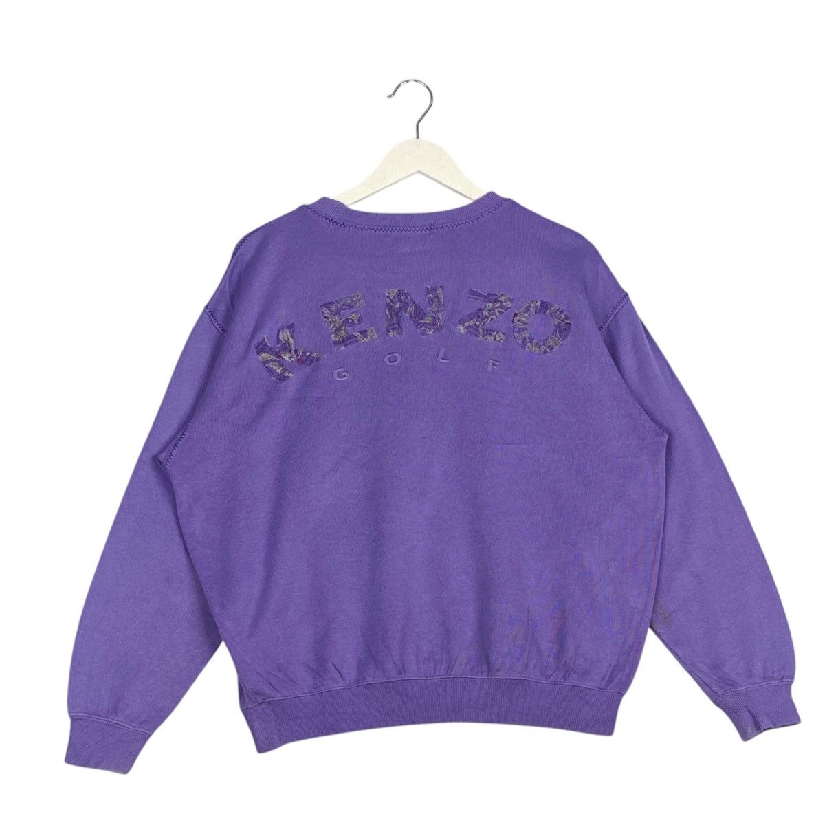 Kenzo × Vintage Vintage Kenzo Embroidered Crewneck Sweatshirt Purple Size L / US 10 / IT 46 - 9 Thumbnail