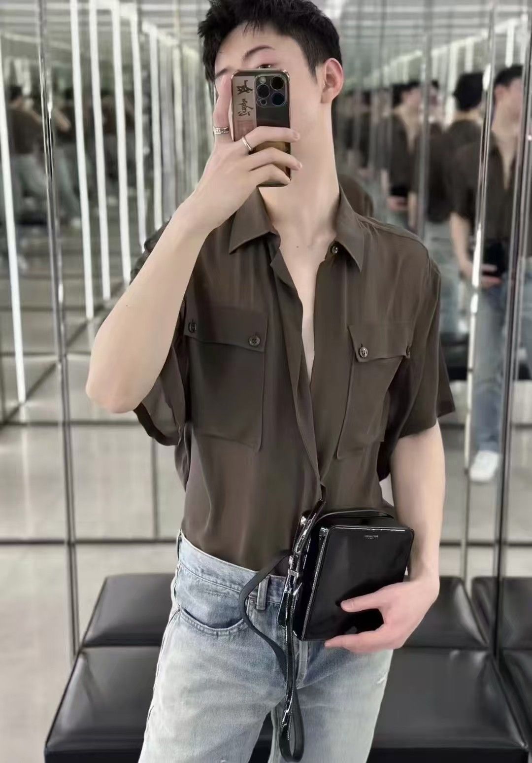 Saint Laurent Paris silk short sleeve shirt.collar size39 Size US M / EU 48-50 / 2 - 2 Thumbnail