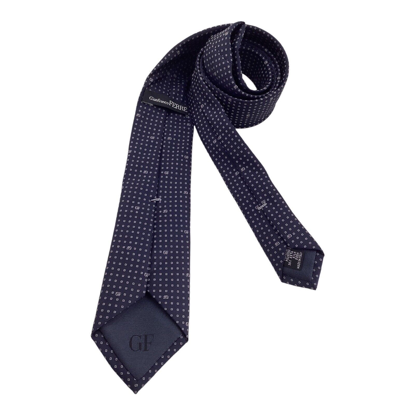 Gianfranco Ferre GIANFRANCO FERRÉ Blue Geometric Monogrammed Silk Slim Tie It Size ONE SIZE - 2 Thumbnail