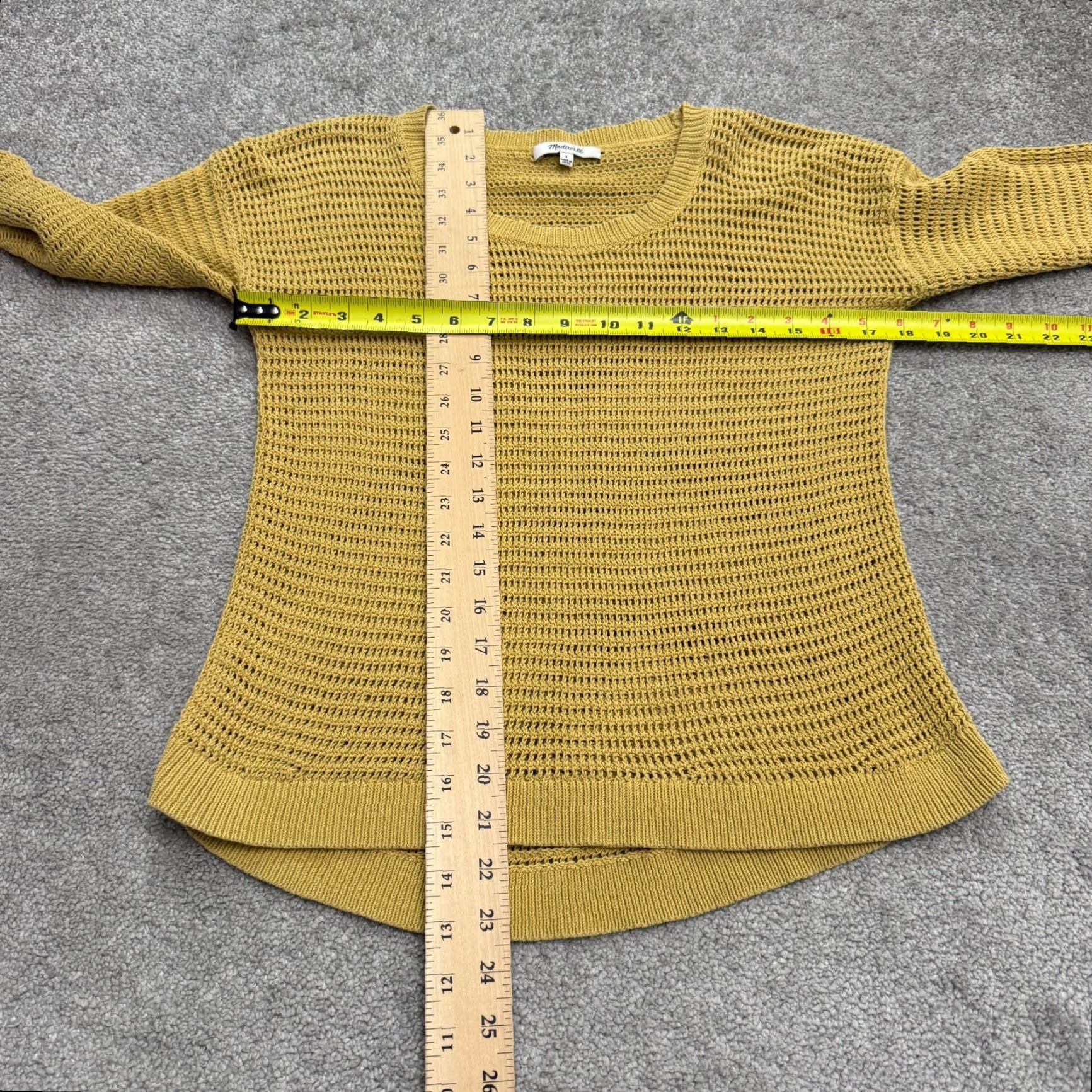 Madewell Madewell Women's Small Casual Fall Sweater Crochet Pullover Long Sleeve Yellow Cotton Streetwear Seasonal Size S / US 4 / IT 40 - 7 Thumbnail
