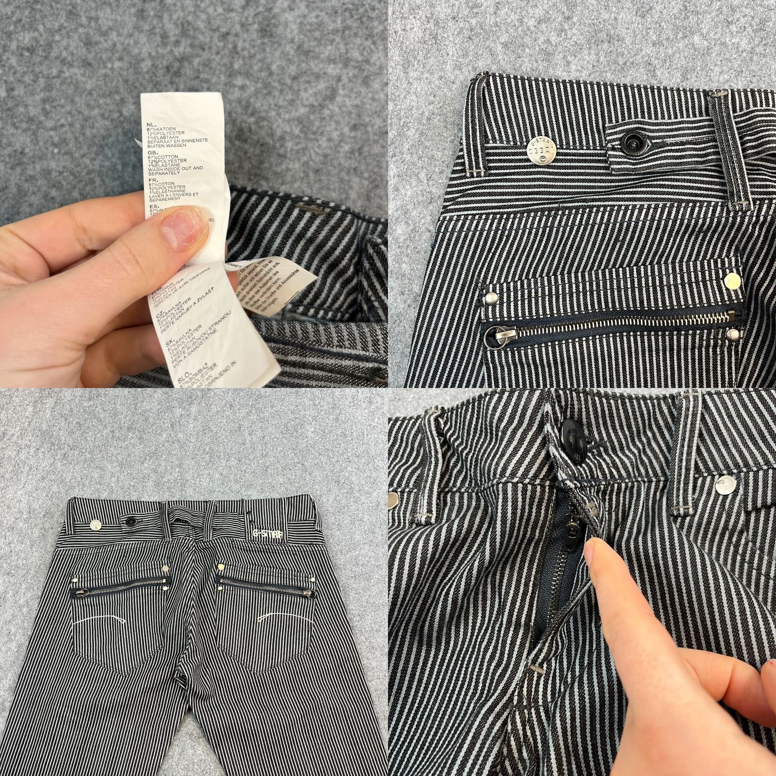 G-Star G-Star Womens Jeans Straight 30 34 UK 10 Striped Low Rise Y2K Cinch Buckle Jeans Size 32" / US 10 / IT 46 - 9 Thumbnail