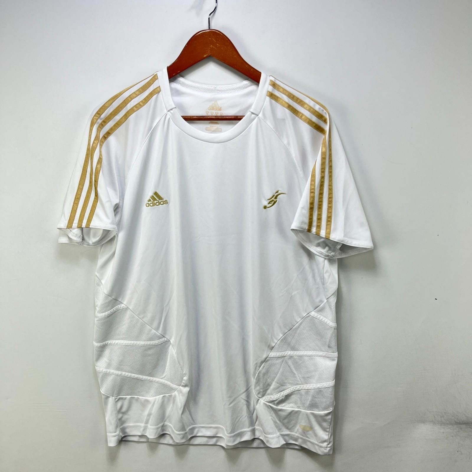 Adidas Vintage Adidas Training Jersey White Gold Soccer Shirt XL Size ONE SIZE - 1 Thumbnail