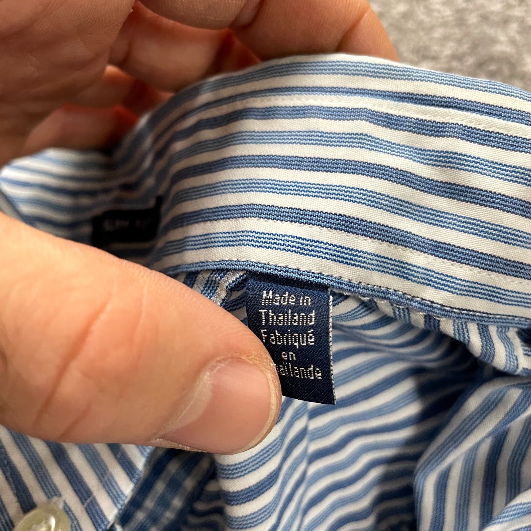 Tommy Hilfiger VINTAGE Tommy Hilfiger Dress Shirt Mens 15.5 Blue White Striped Long Sleeve Button-Down Casual Size 40R - 7 Thumbnail
