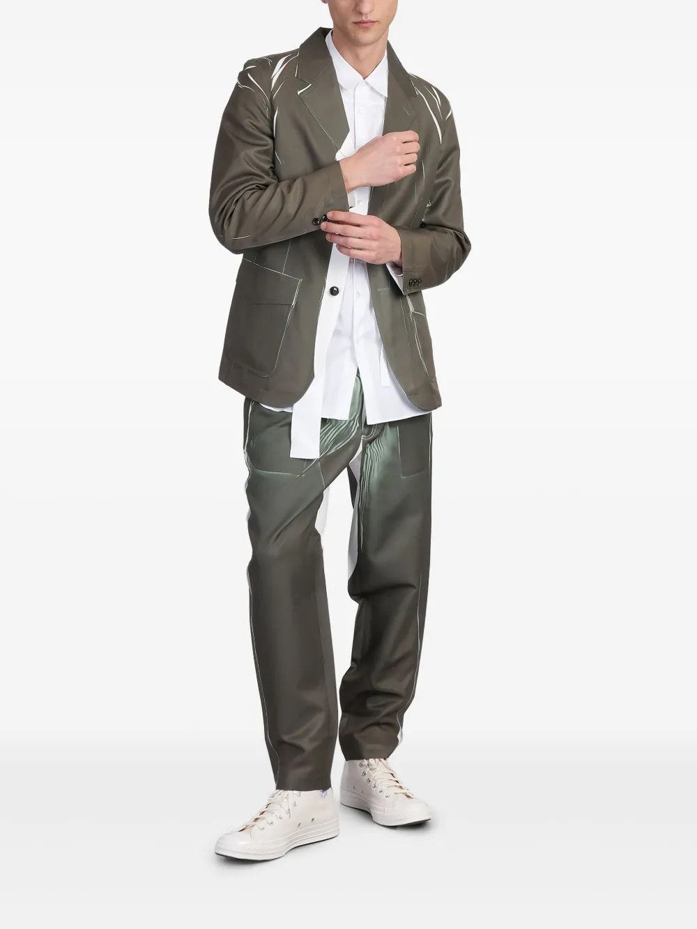 Comme des Garcons SHIRT o1tko10426 Printed Blazer Jacket in Olive Size US S / EU 44-46 / 1 - 2 Thumbnail