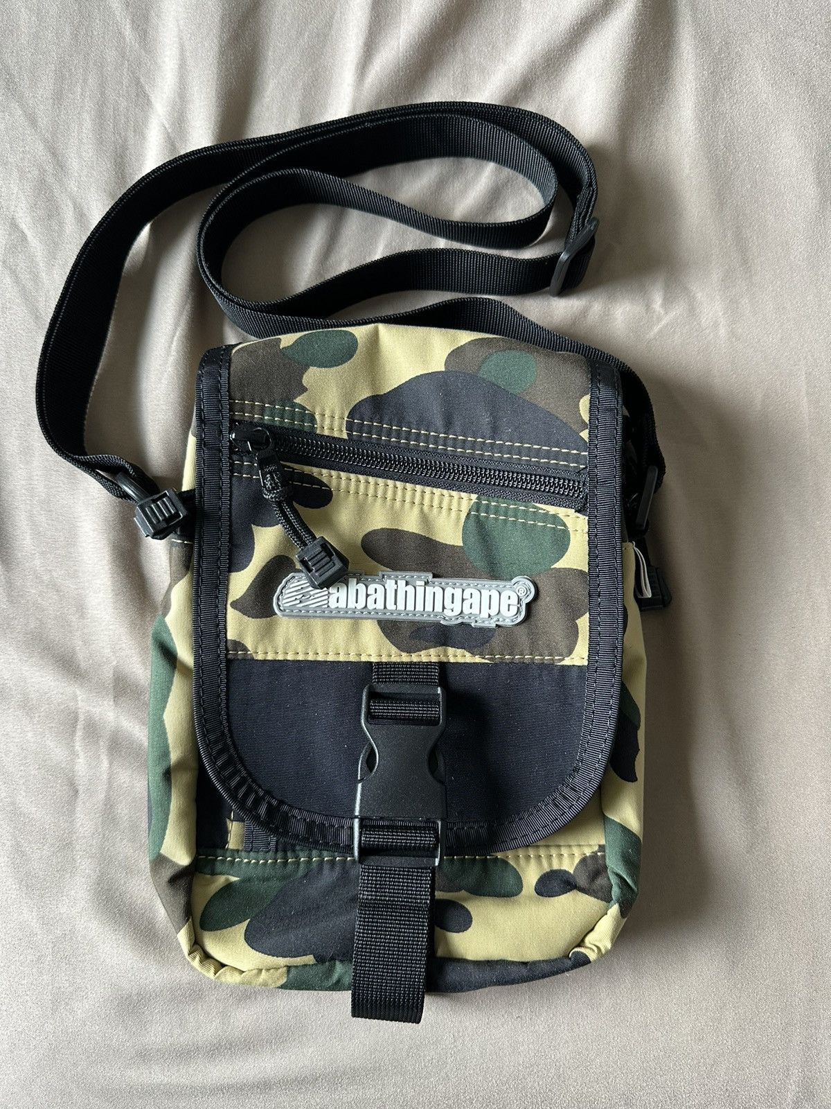 image of Bape 1St Camo Shoulder Bag in Yellow, Men's