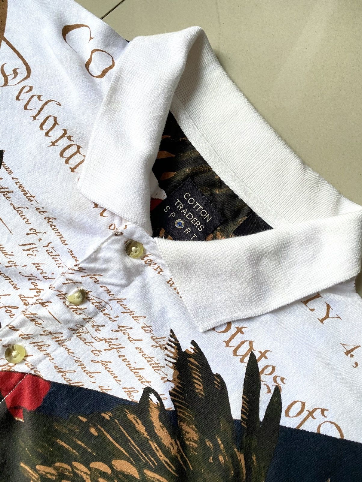 Cotton Traders × Vintage Cotton Traders USA Flag Eagle AOP Polo Shirt Size US XL / EU 56 / 4 - 5 Thumbnail